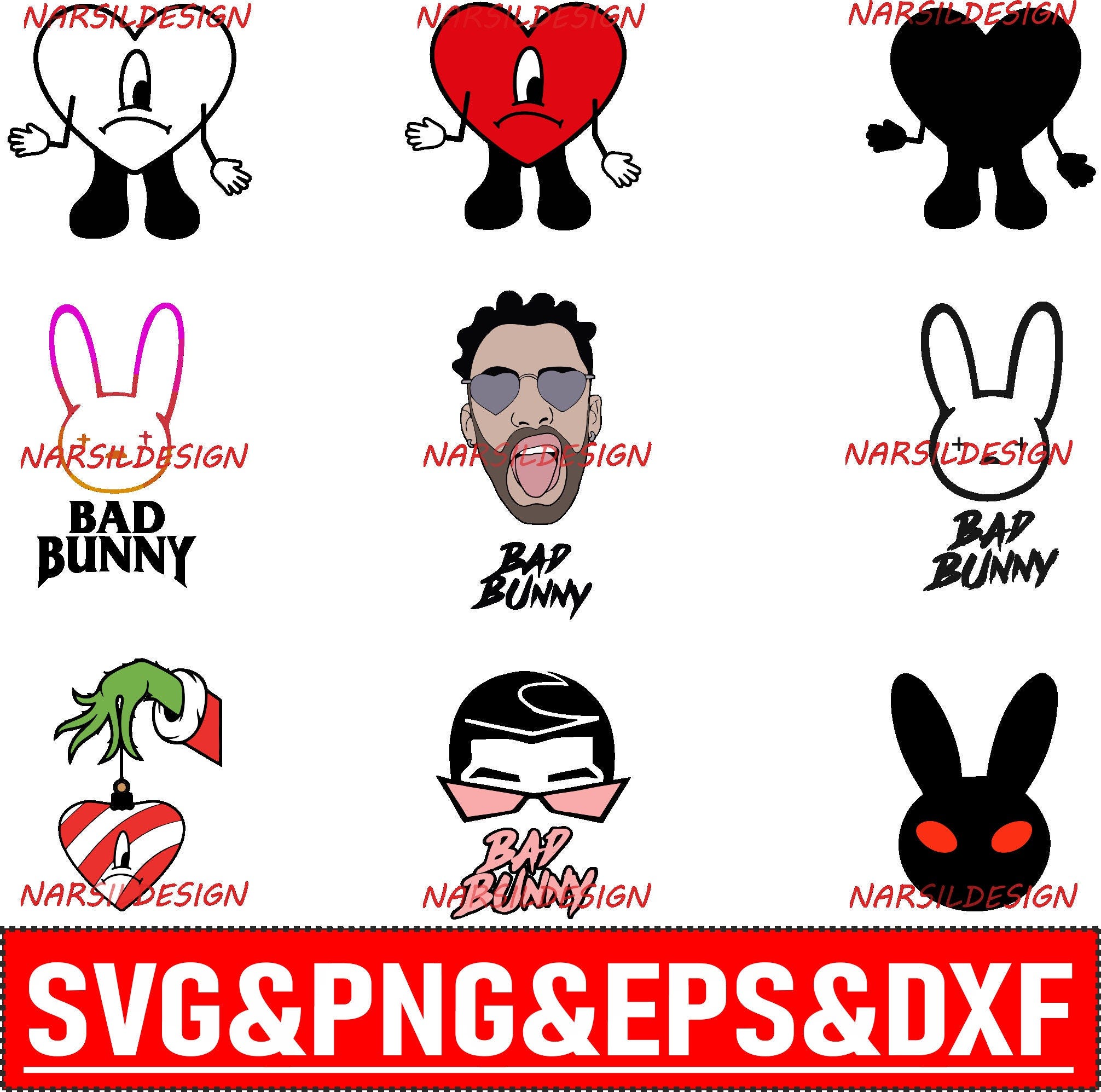 bad bunny svg for cricut, bad bunny png, Bad bunny svg bundle, vector files, digital download, Layered Files