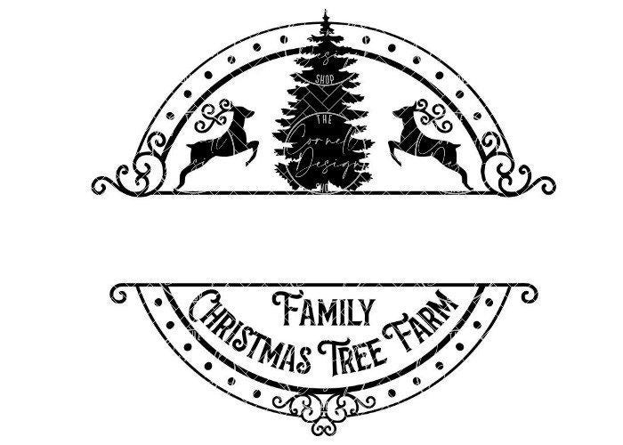 Reindeer Christmas Tree Farm Monogram SVG - Split Name Frame - Family Name - Family Monogram - DXF PNG Jpg - Instant Download