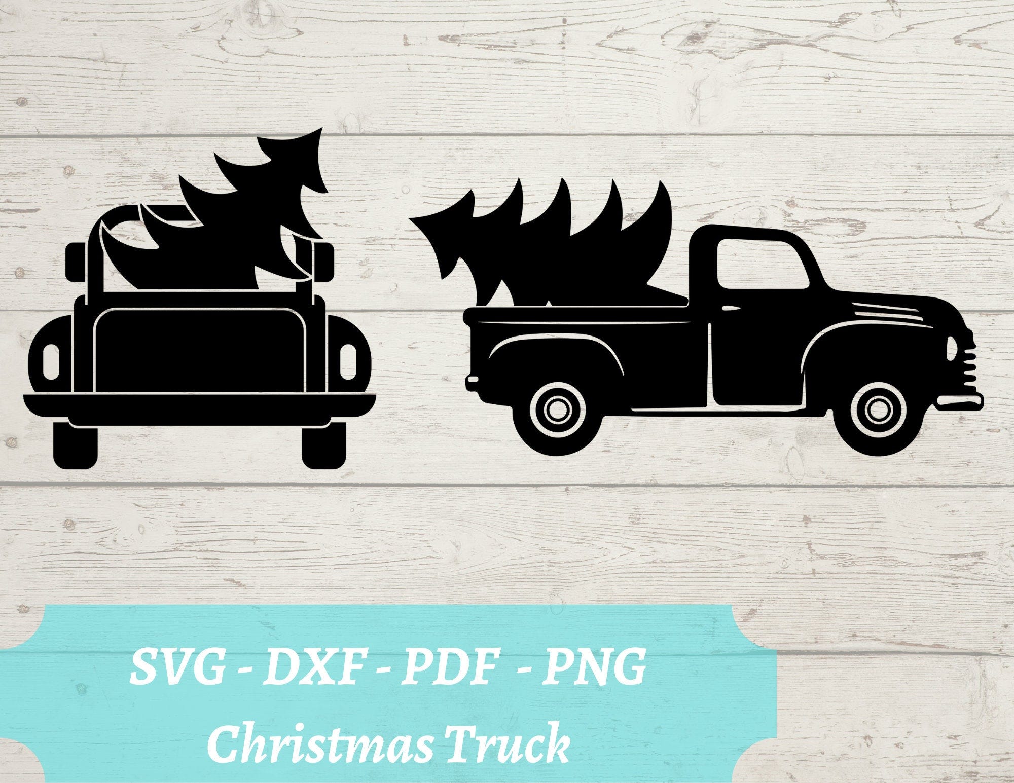 Christmas Truck SVG Laser Cut File, Class Truck and Christmas Tree, Download Digital File for glowforge, cricut, svg, dxf, png