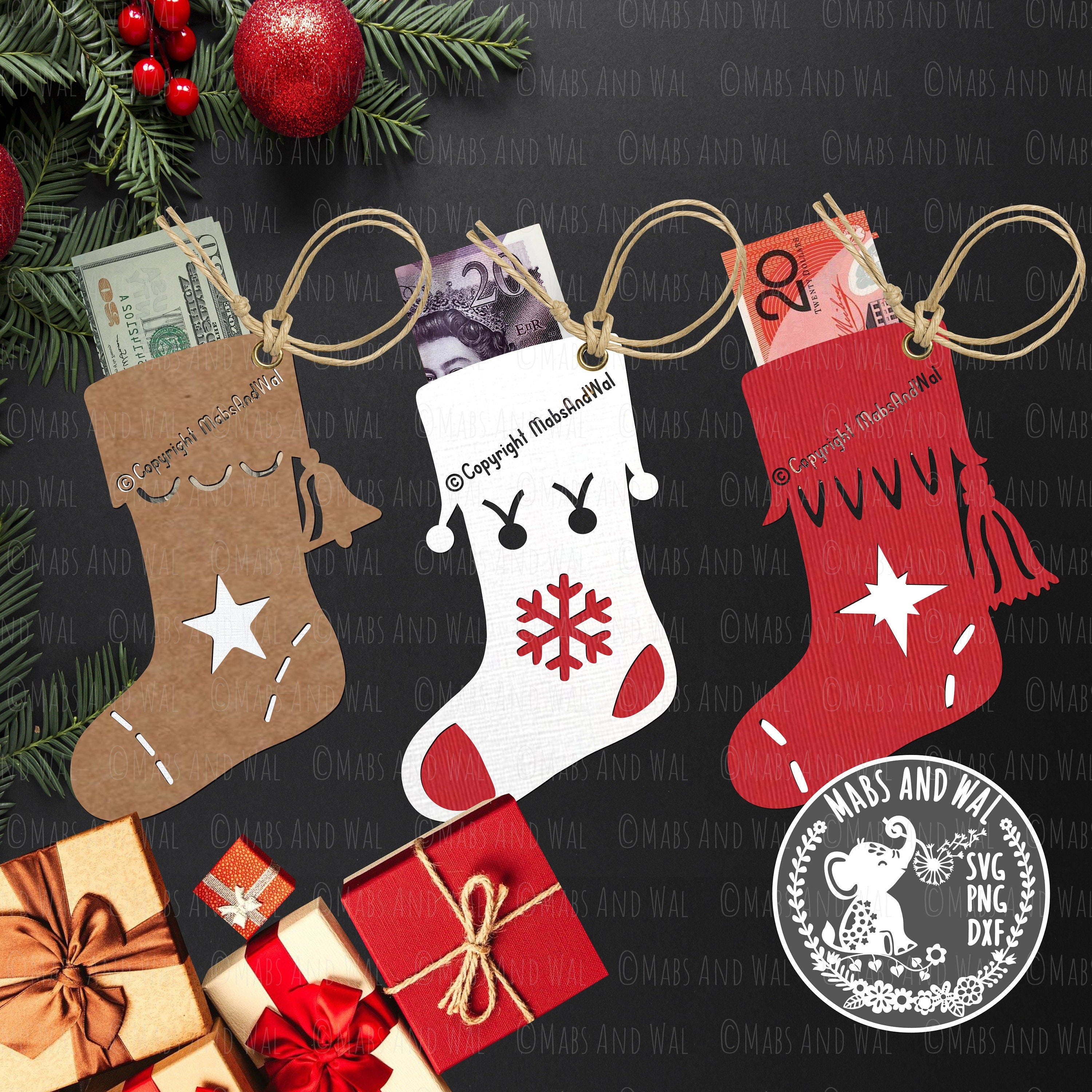 Money holder Christmas stocking gift tags SVG PNG DXF digital cutting file/Christmas svg/Christmas money holder/holiday gift/commercial use