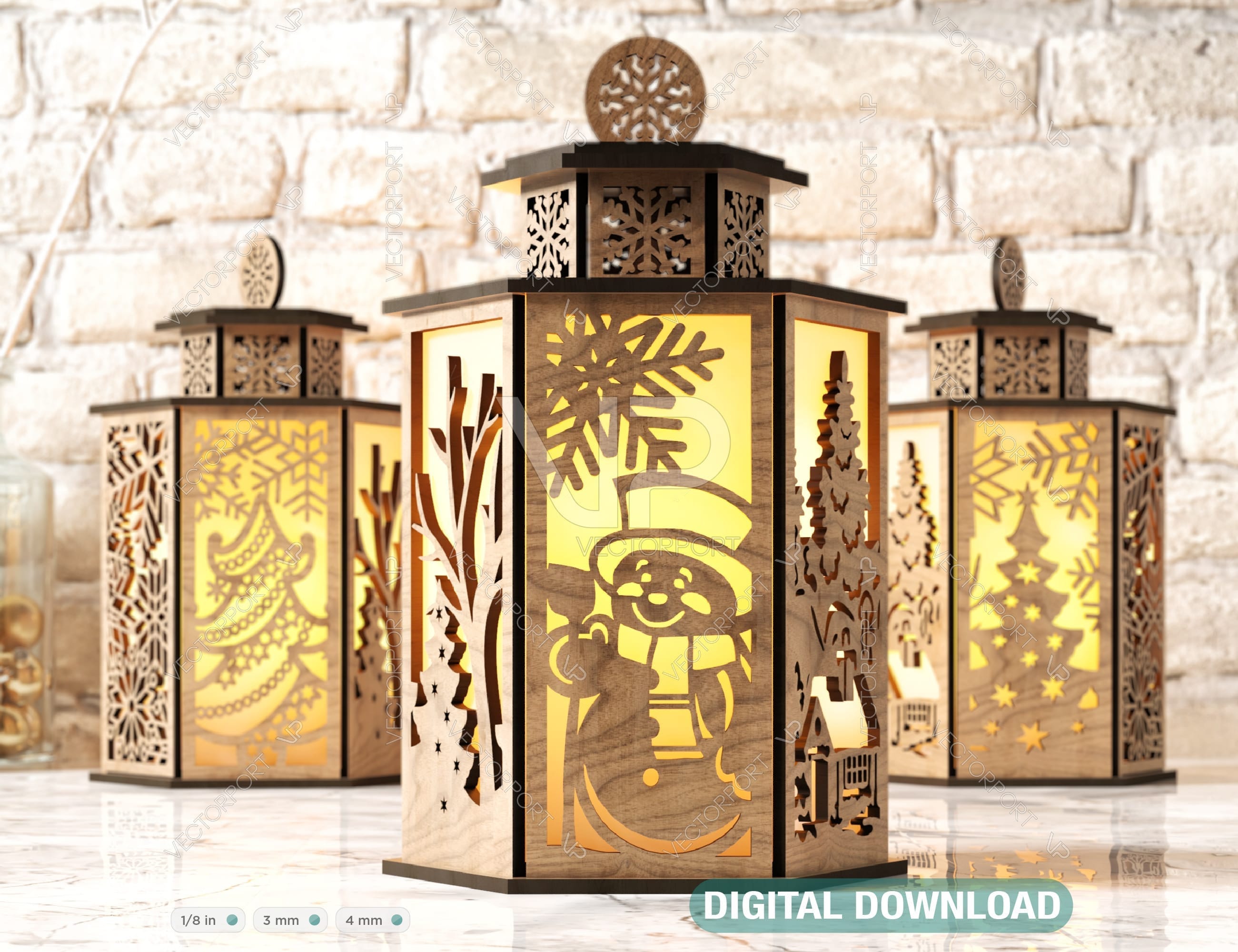 Christmas Lamp Night Light Deer Lantern Decoration Centerpiece Lampshade Table Candle Holder SVG Digital Download |#145|