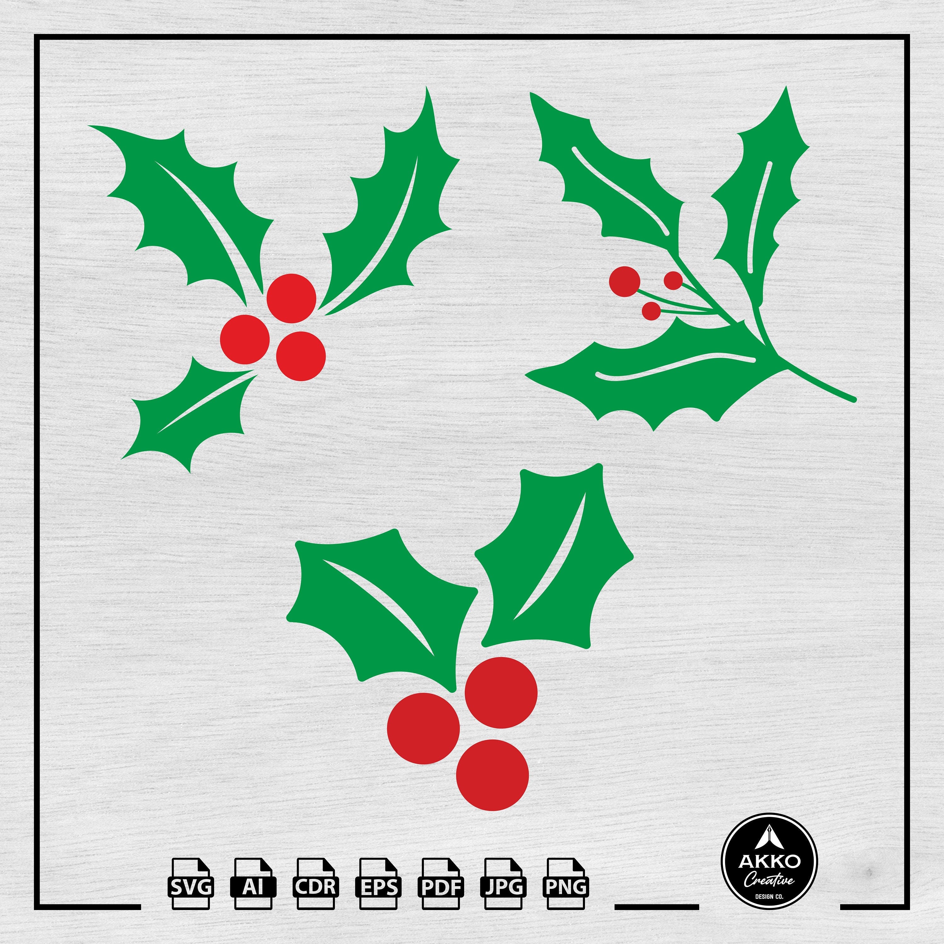 Christmas Holly Berry Svg Png, Holly Svg Png, Mistletoe Svg Png, Christmas Flowers Svg, Winter Svg, Svg Cut File for Cricut and Silhouette