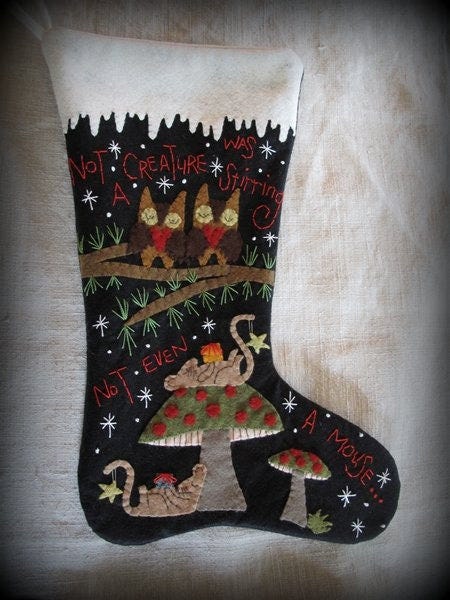 PDF DOWNLOAD DIY Not A Creature Was Stirring Christmas Stocking Pattern by cheswickcompany