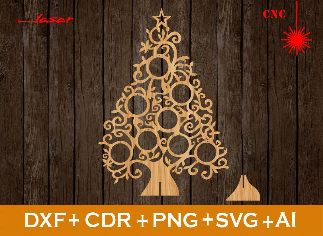 Christmas Tree Decoration file CNC, vector template for cut cnc, Vector cnc file,laser cut file deco,laser file decor,christmas ornament svg