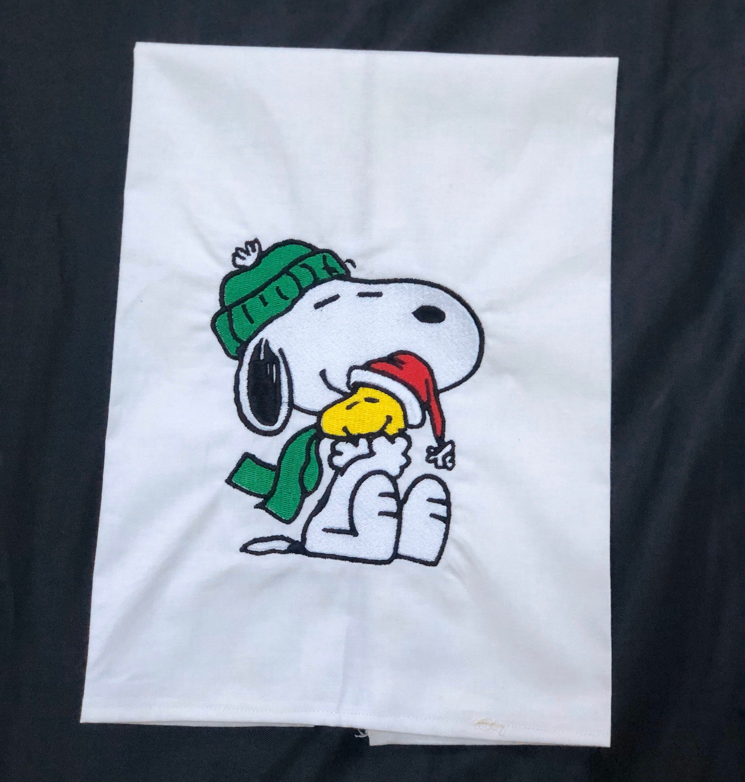 Embroidered Snoopy and Woodstock Peanuts Christmas Winter Holiday Home Kitchen Towel Guest Towel Tea Towel Linen Housewarming Hostess Gift