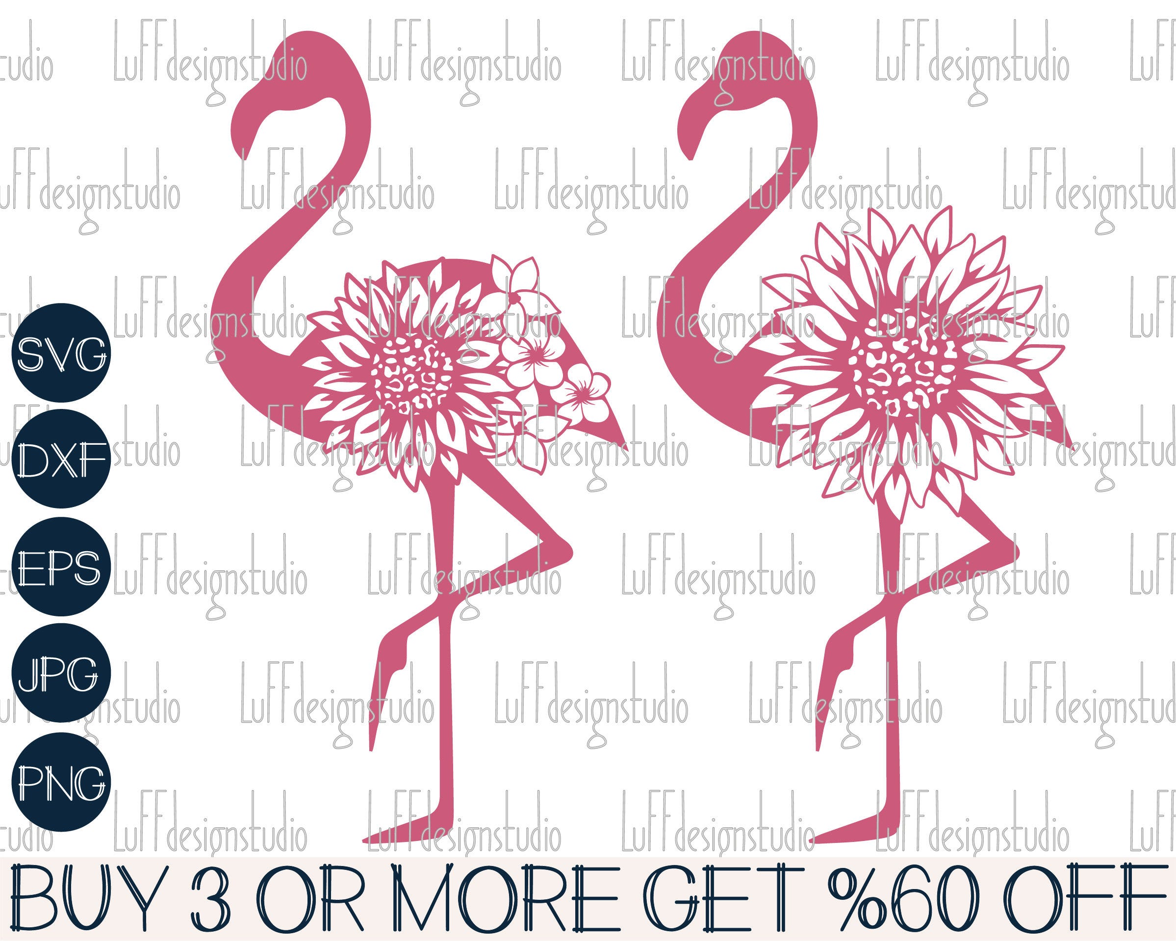 Sunflower Flamingo SVG Bundle, Floral Pink Flamingo SVG, Popular Girl Shirts, Flowers, Png, Files For Cricut, Sublimation Designs Downloads