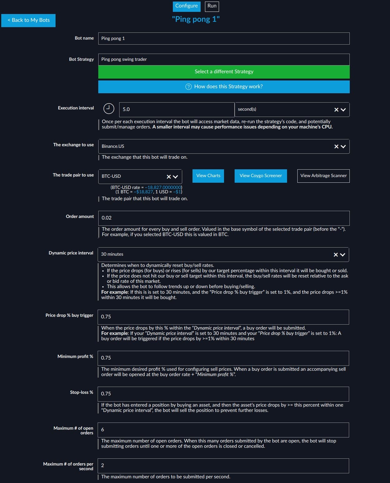 Configuring your “Ping pong swing trader” bot