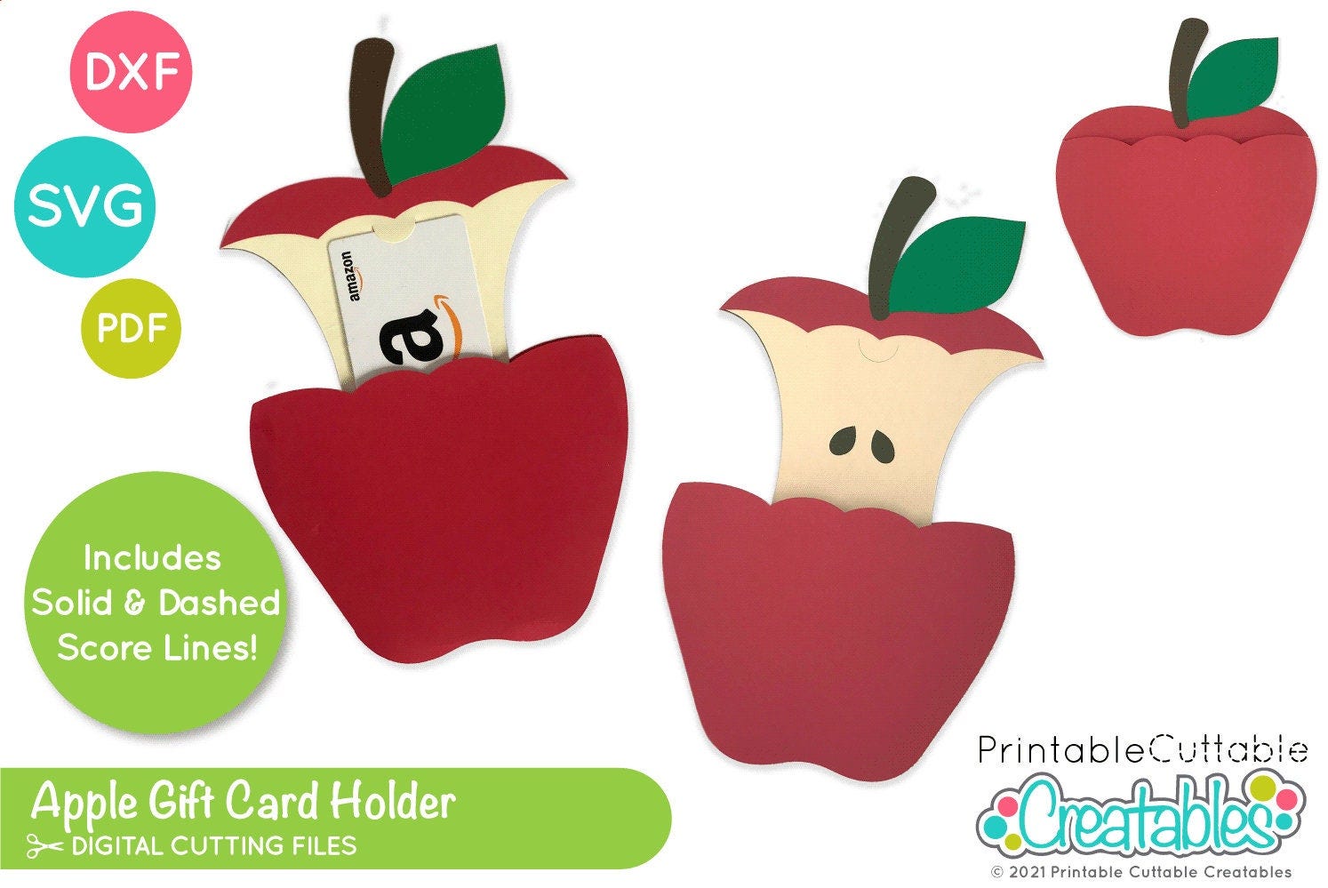 Apple Gift Card Holder SVG File for Cricut Silhouette D066 - School Gift Card Holder Svg Template, Teacher Gift Card Holder SVG Cut File
