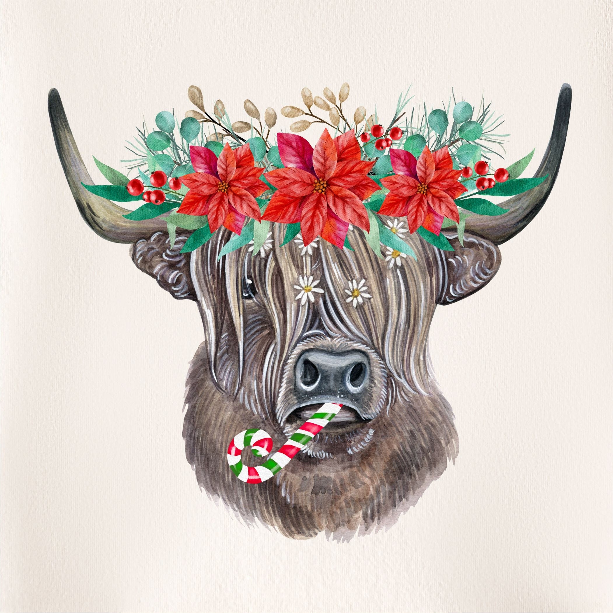 Cow Christmas PNG, Watercolor, Mooey Christmas, Merry Christmas, Ho Ho Heifer, Cow, PNG Christmas, Cow Sublimation, Cow, Design 21DD
