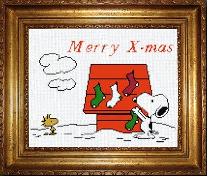 Snoopy Peanuts Christmas Cross Stitch Pattern PDF Instant Download