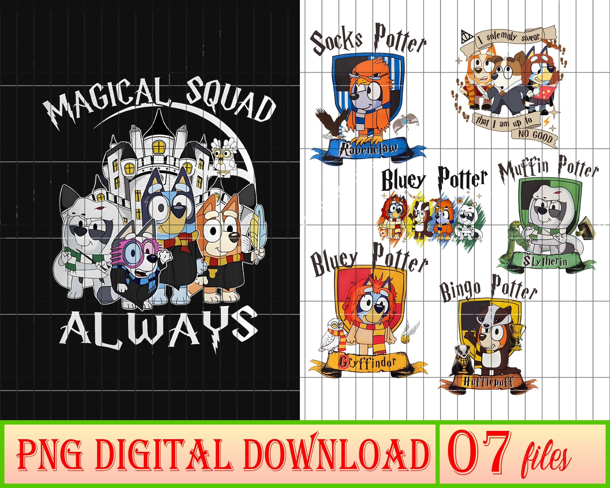 7 files Bluey Harry__Potter Png, Bundle Harry__Potter Bluey Png, Bluey Potter, Bingo Potter, Muffin Potter, Sock Potter Instant Download