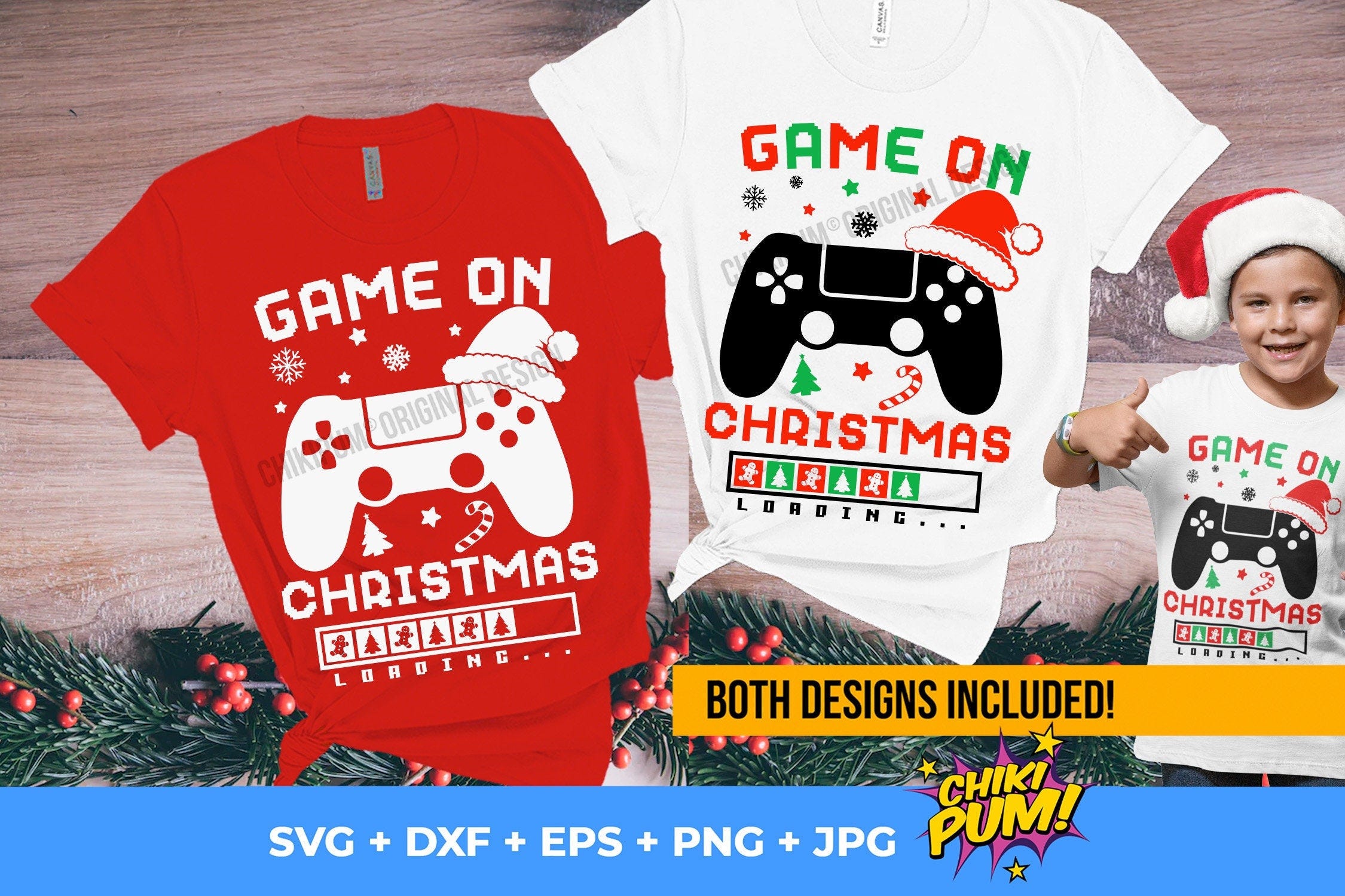 Game on Christmas SVG, Gamer Christmas Svg, Kids Christmas T-Shirts, Png, Svg Files for Cricut