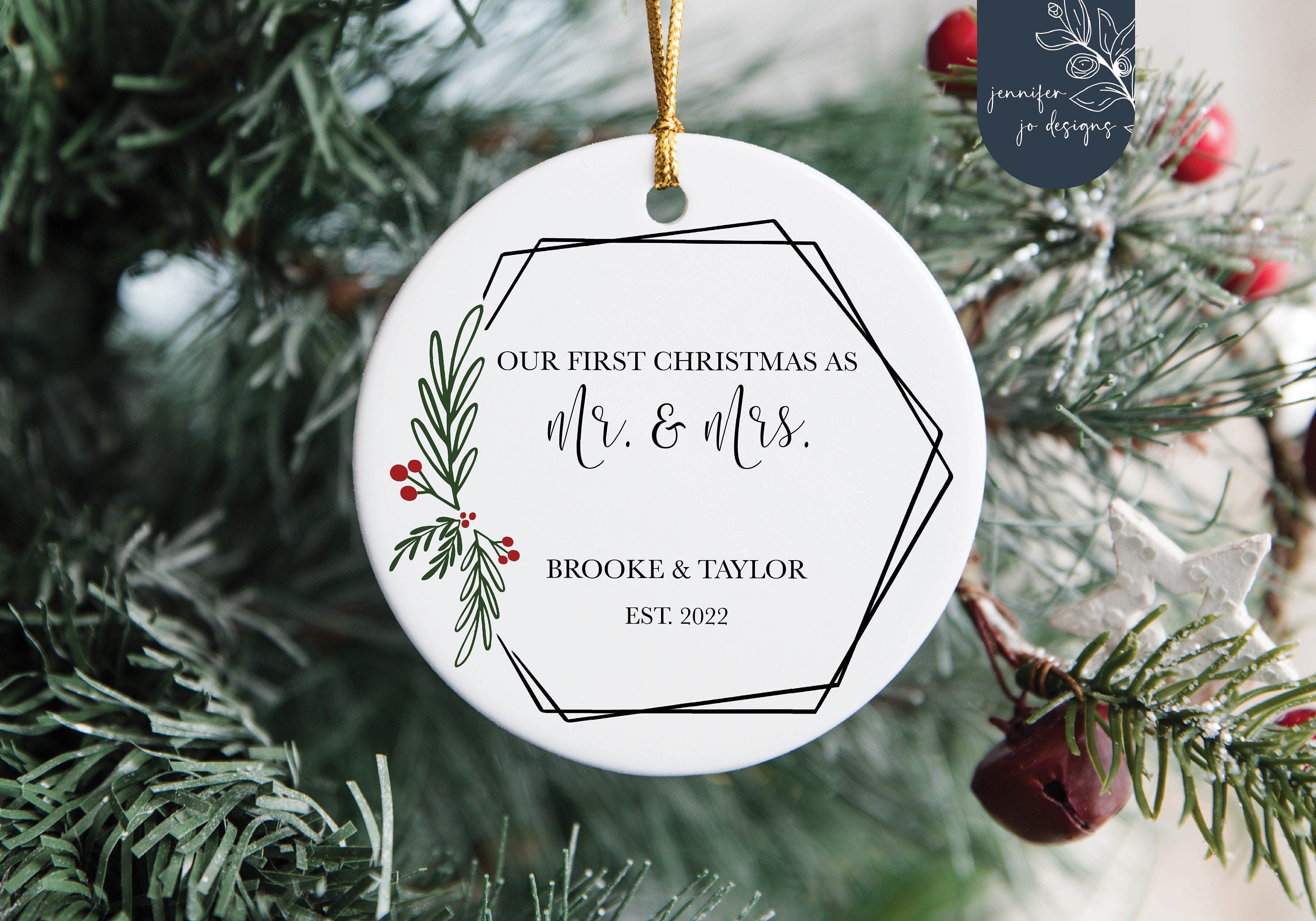 First Christmas Married Ornament Svg | First Christmas As Mr and Mrs Wreath Svg | Christmas Svg | Digital Cut Files | Glowforge | Cricut