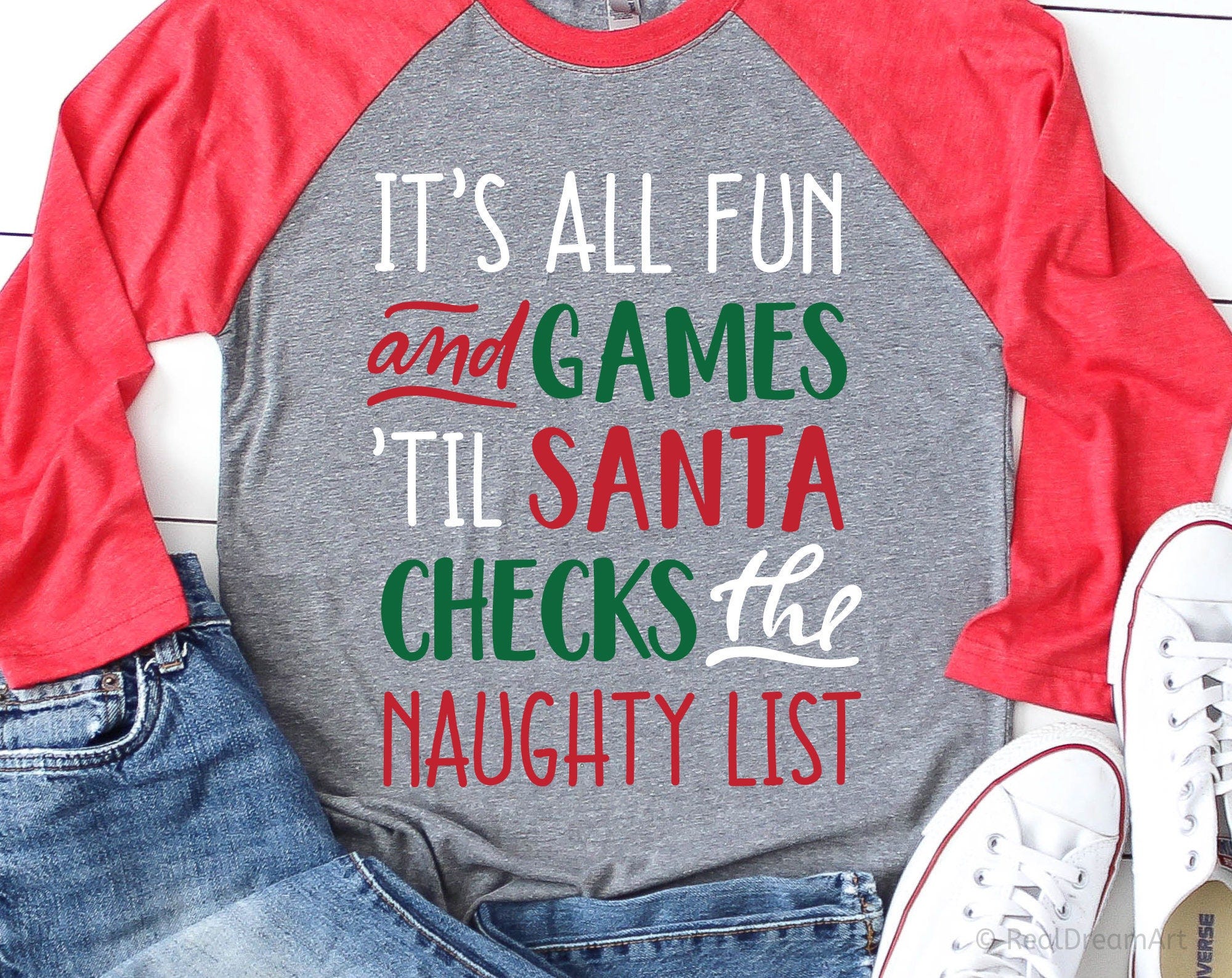 Funny Santa Svg, Its All Fun and Games Until Santa Checks the Naughty List, Christmas Svg, Naughty Nice, Kids Christmas Svg for Cricut, Png