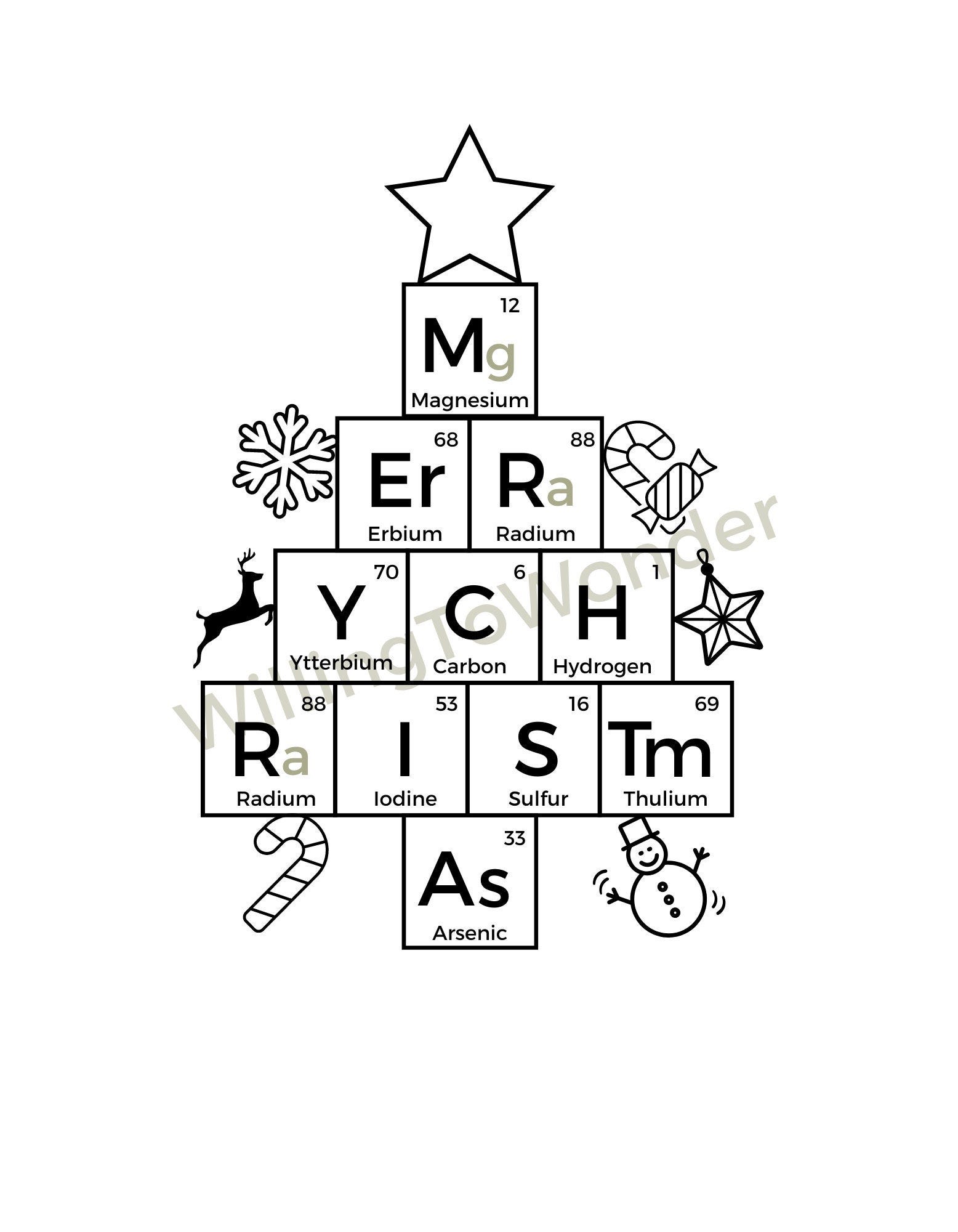 Merry Christmas Tree SVG and ornaments, Science Periodic Table SVG, STEM svg