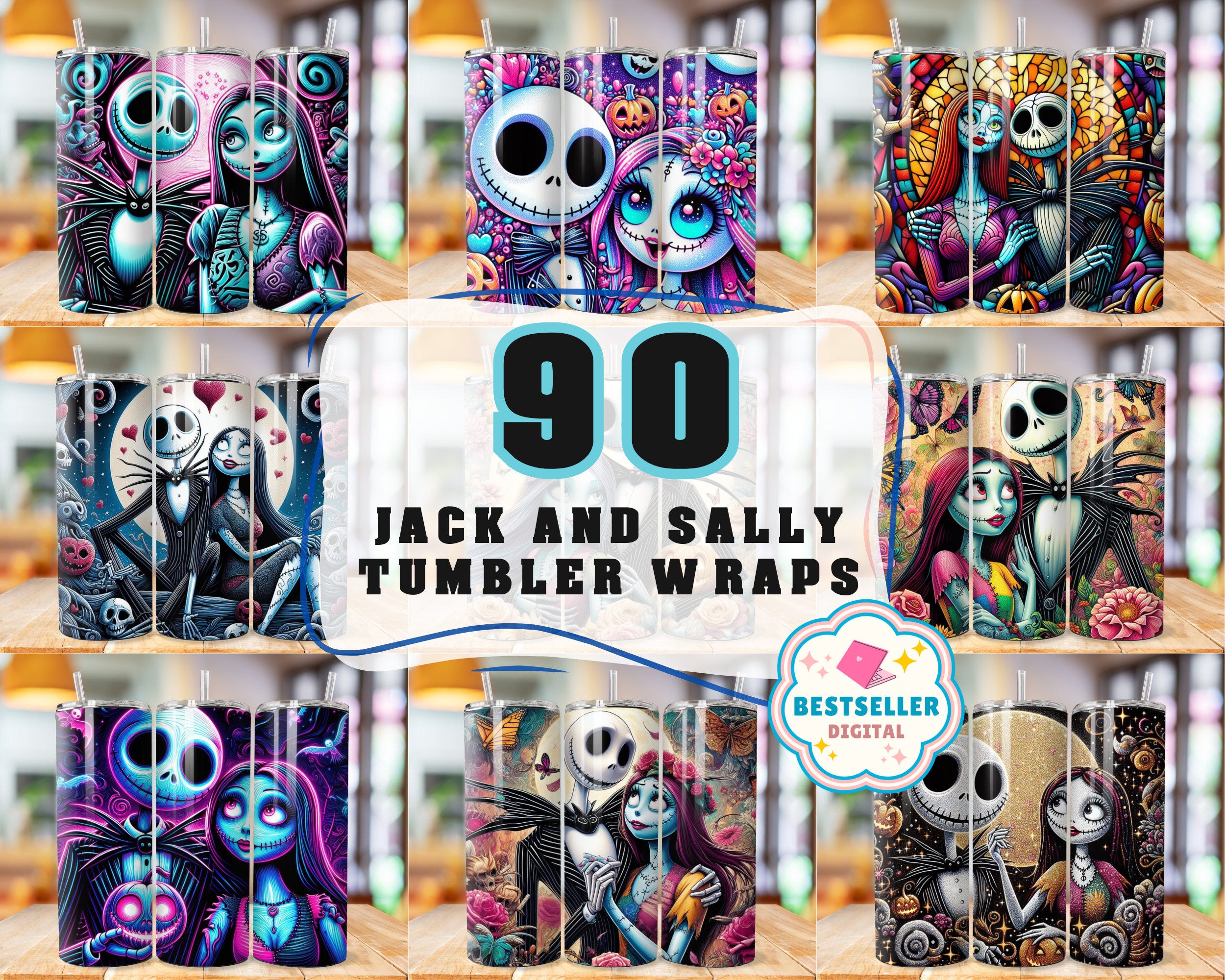 Nightmare Before Christamas Valentine 20Oz Tumbler Wrap Png Jack And Sally Tumbler Sublimation Design Cartoon Character Tumbler Wrap
