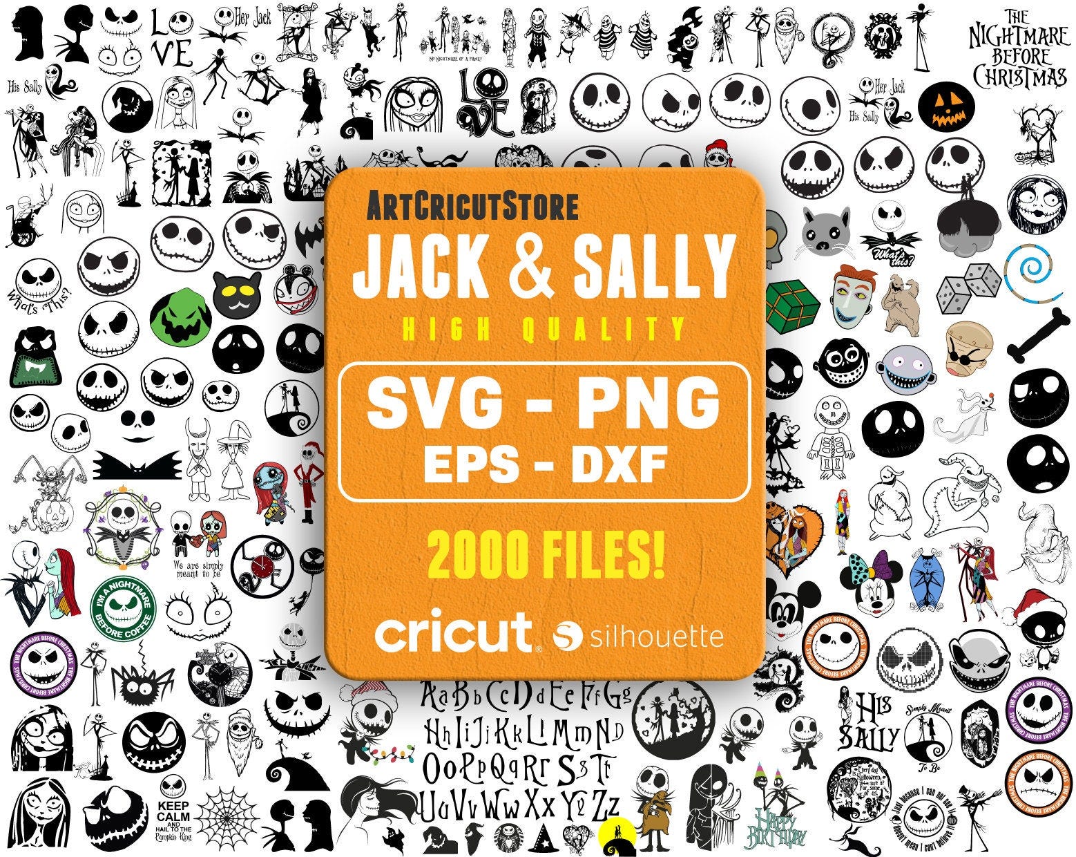 Nightmare Before Christmas Svg, Jack Skellington Svg, Jack and Sally Svg, Halloween Svg Bundle, Cricut - Silhouette, Instant Download
