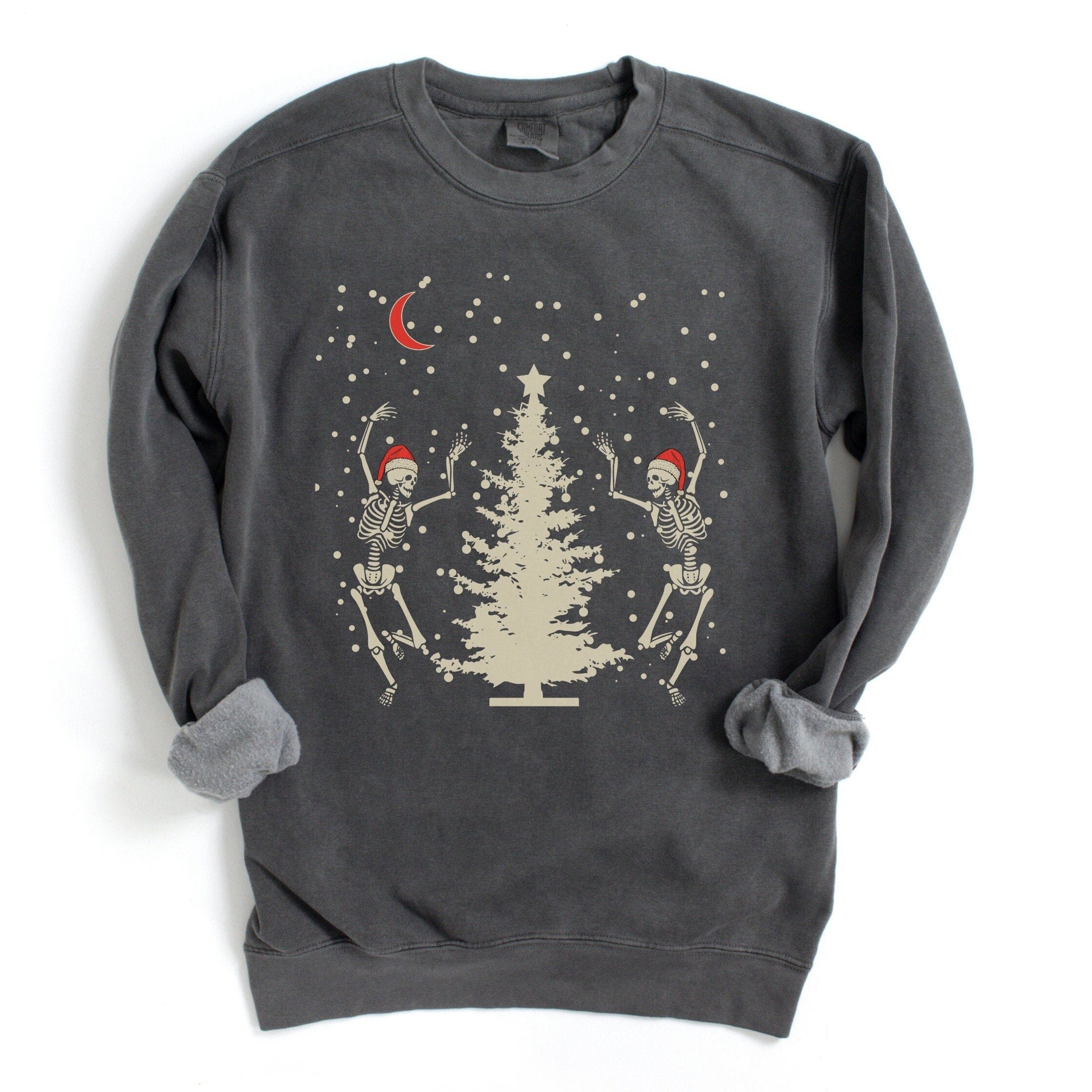 Comfort Colors® Sweatshirt, Comfort Colors Christmas Sweatshirt, Skeleton Christmas Sweatshirt, Goth Christmas Sweatshirt, Spooky Creepmas