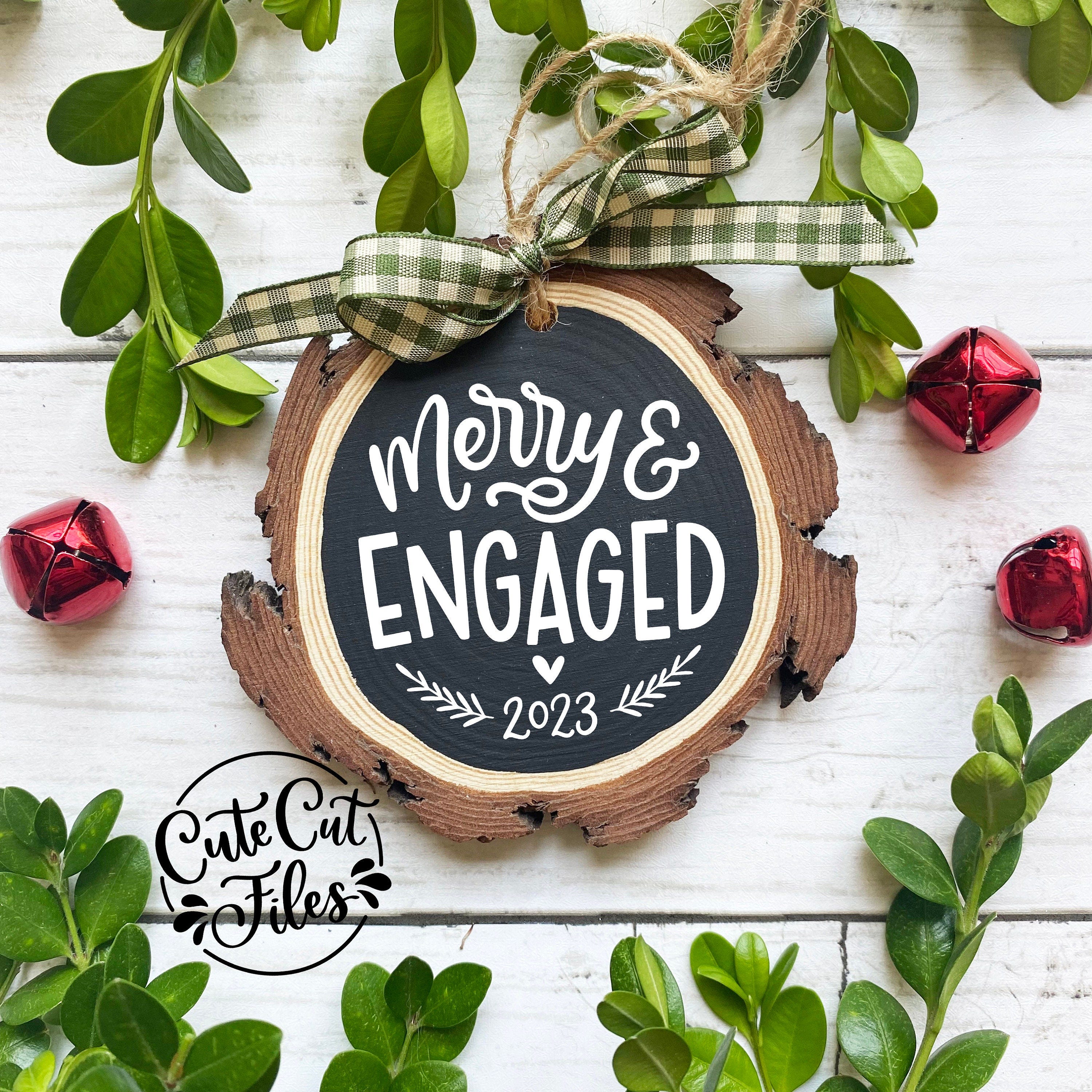 Merry and Engaged 2023 SVG PNG | Engaged Ornament SVG | Getting Married Ornament svg | Engaged 2023 png | First Christmas Engaged 2023 svg