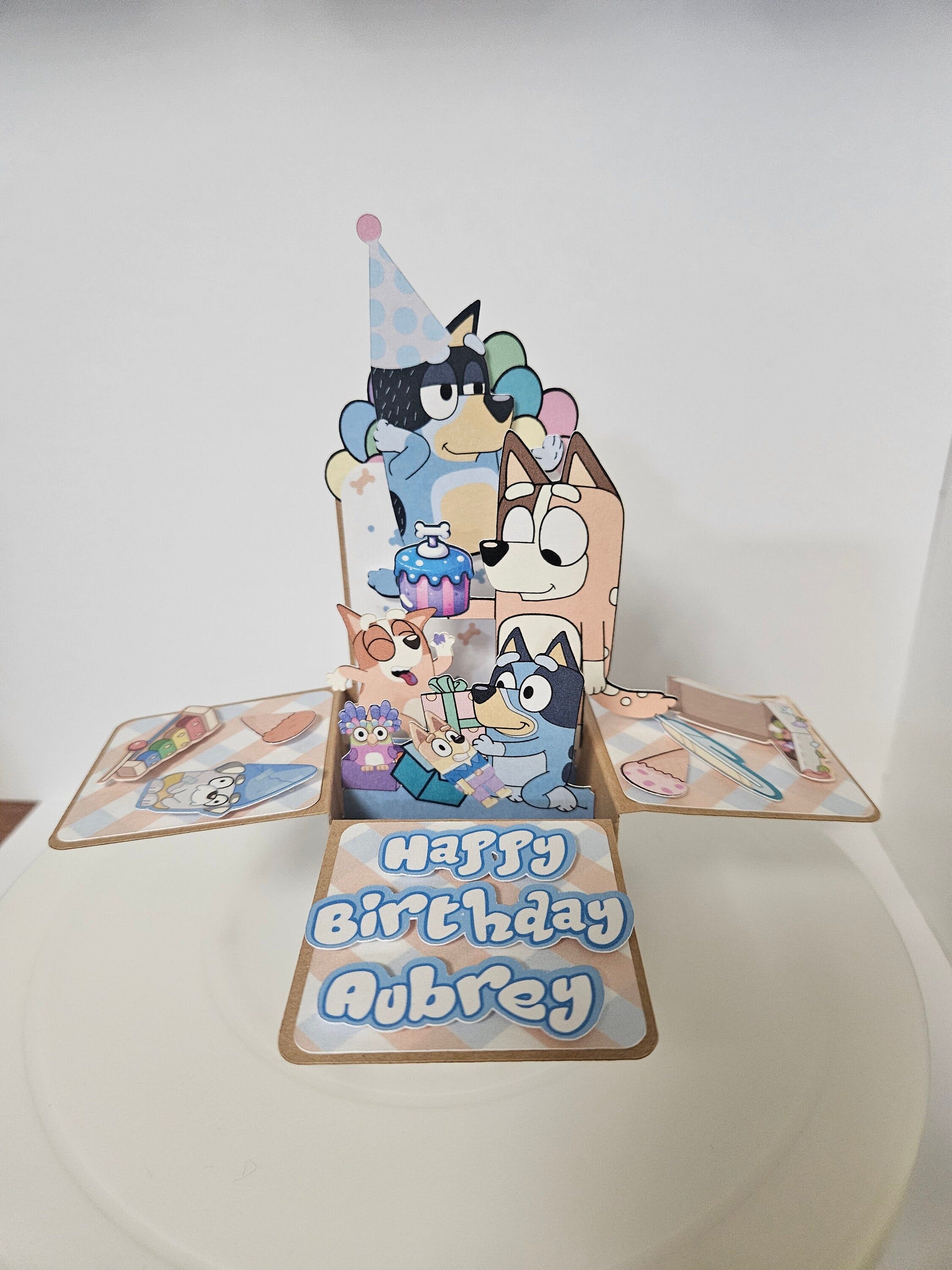 Bluey Inspired Birthday 3D Box Card/Party Decoration Personalized Keepsake