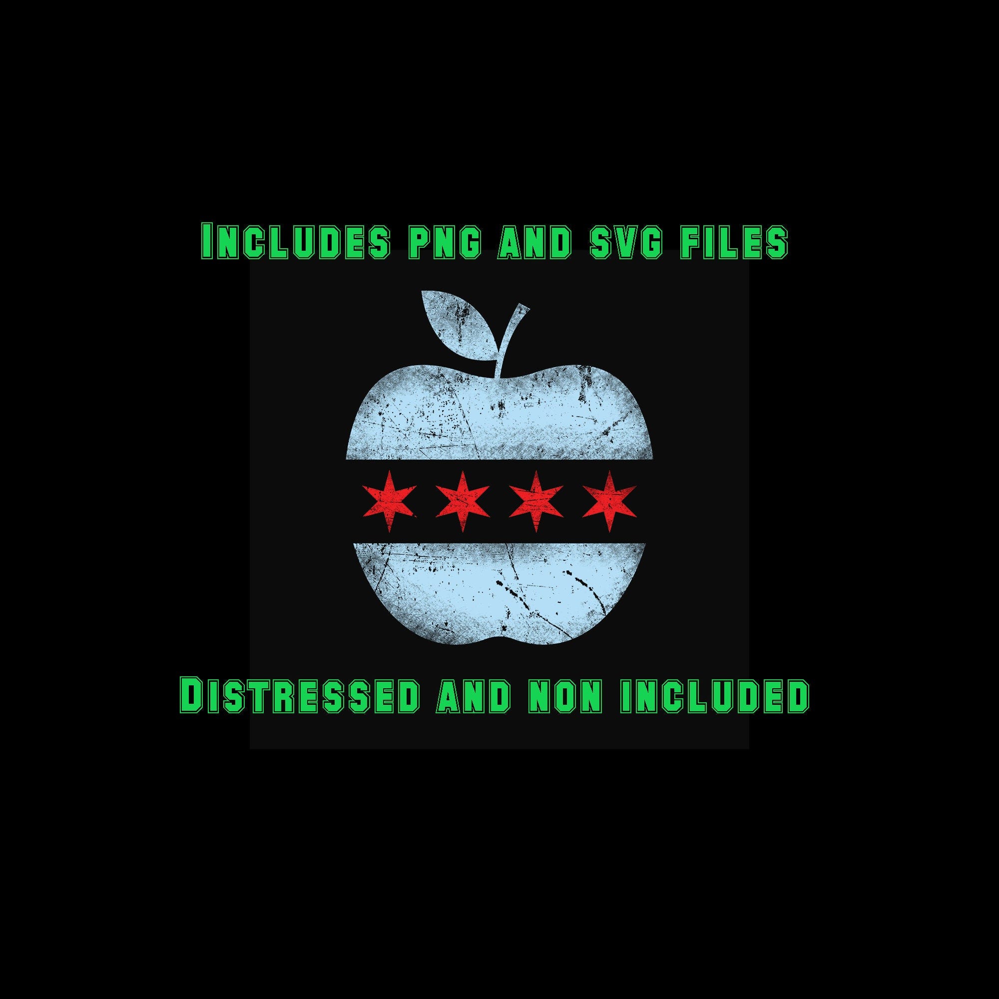 CPS Chicago Teacher Chicago Flag Apple SVG, dxf and png Vector Clipart