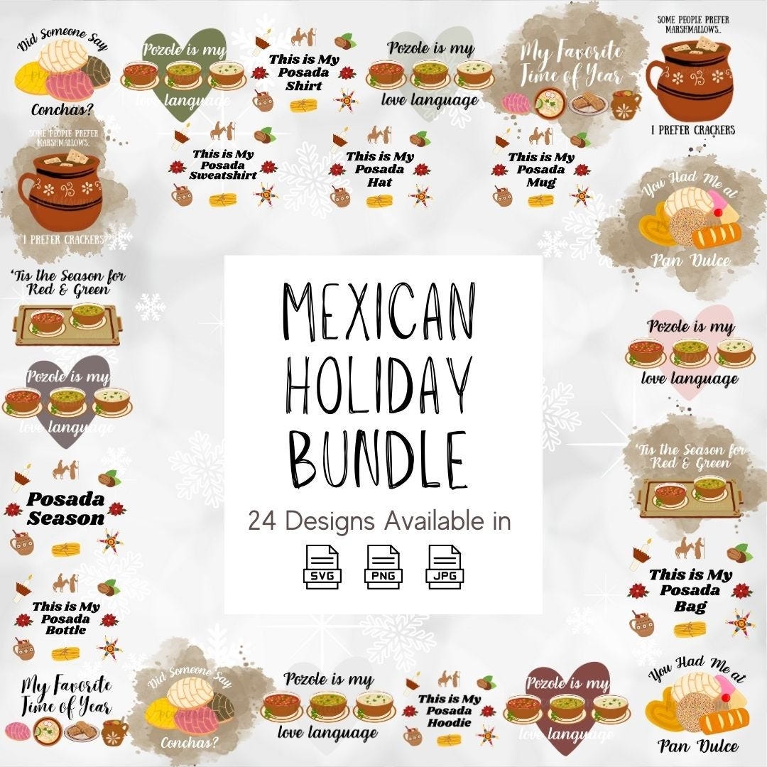 Holiday Bundle Svg, Mexican Svg, Navidad png, Navidad Svg, Mexican Png, Instant Download, Mexican Food Sticker, Pozole Png, Fall Food