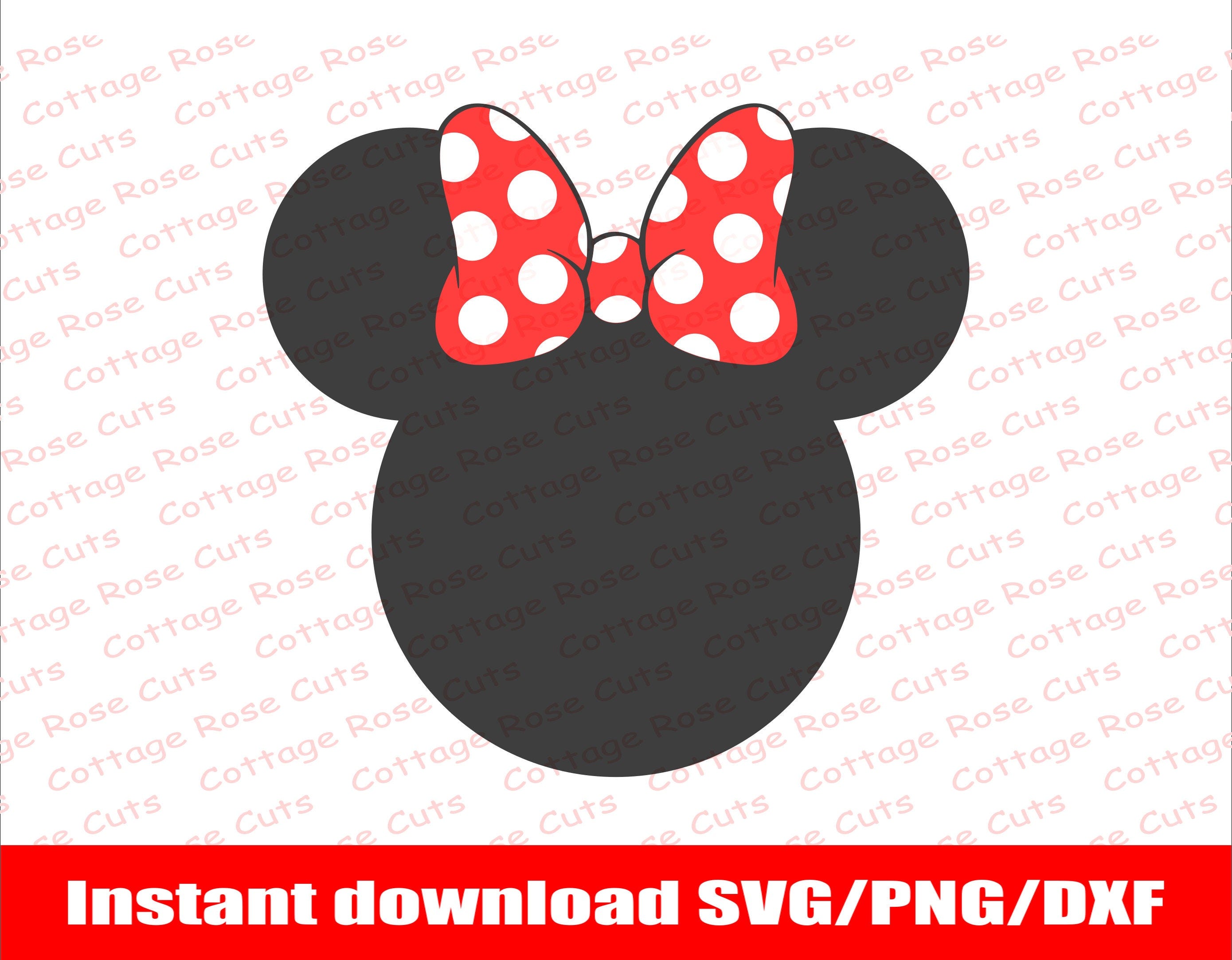 Minnie Mouse head SVG, Instant download for Cricut and Silhouette, digital cut file, Dxf, Png, Svg