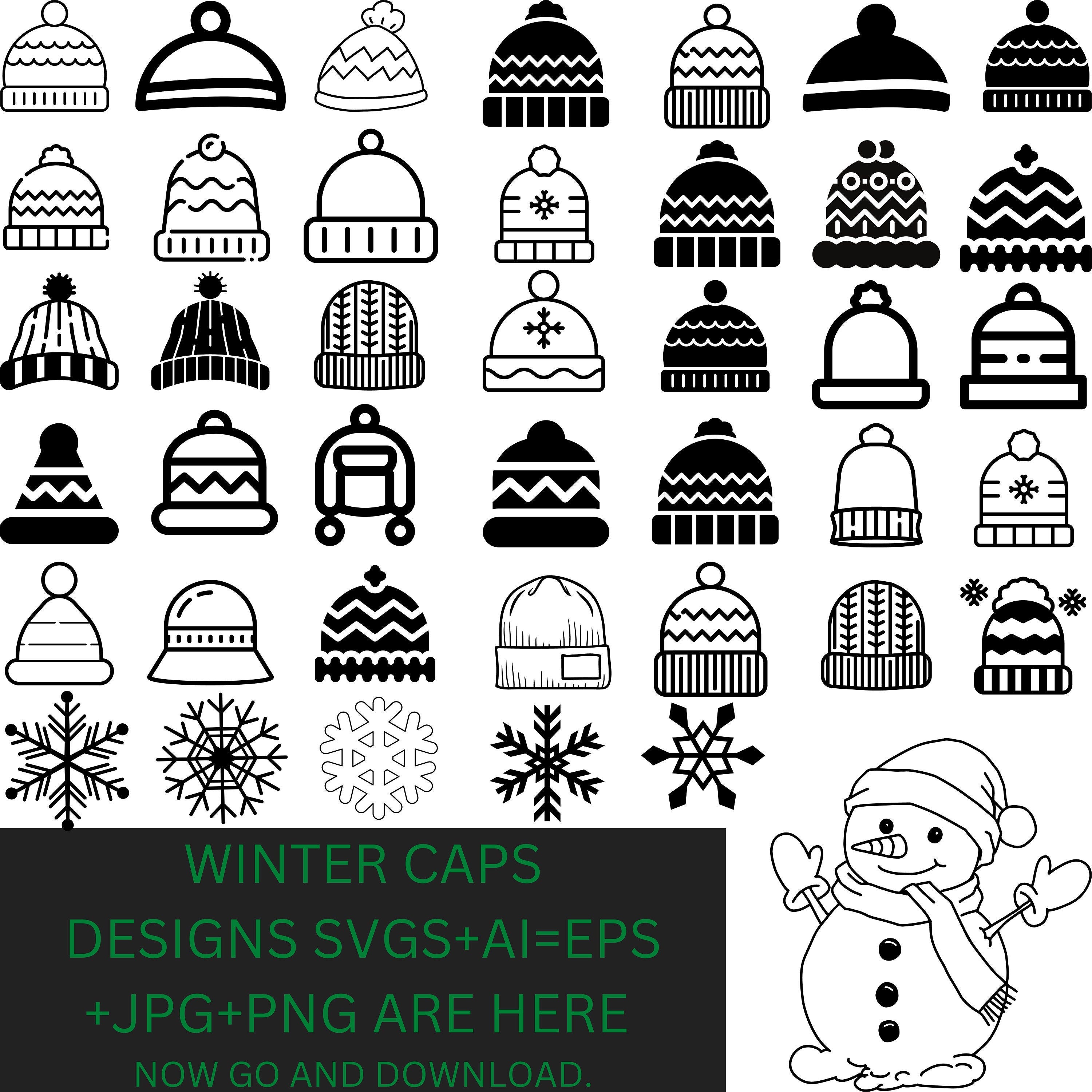 Winter hats svg bundle, Santa hat clip art, Santa hats svg, Christmas svg bundle, Winter Beanie Hat Clipart Instant Digital Download SVG