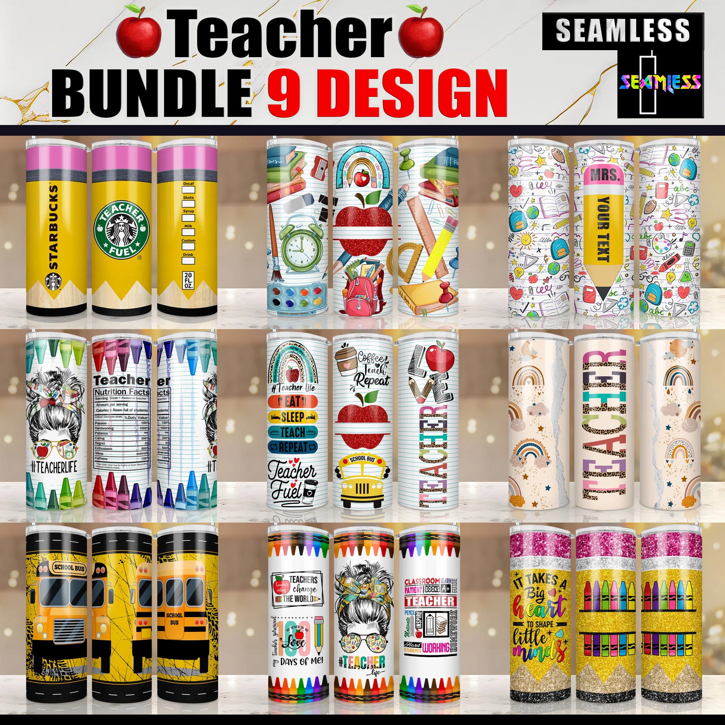 9+ Designs | teacher bundle, Teacher Tumbler PNG, add your name, teacher 20oz tumbler, teacher designs png, pencil tumbler, teacher life png