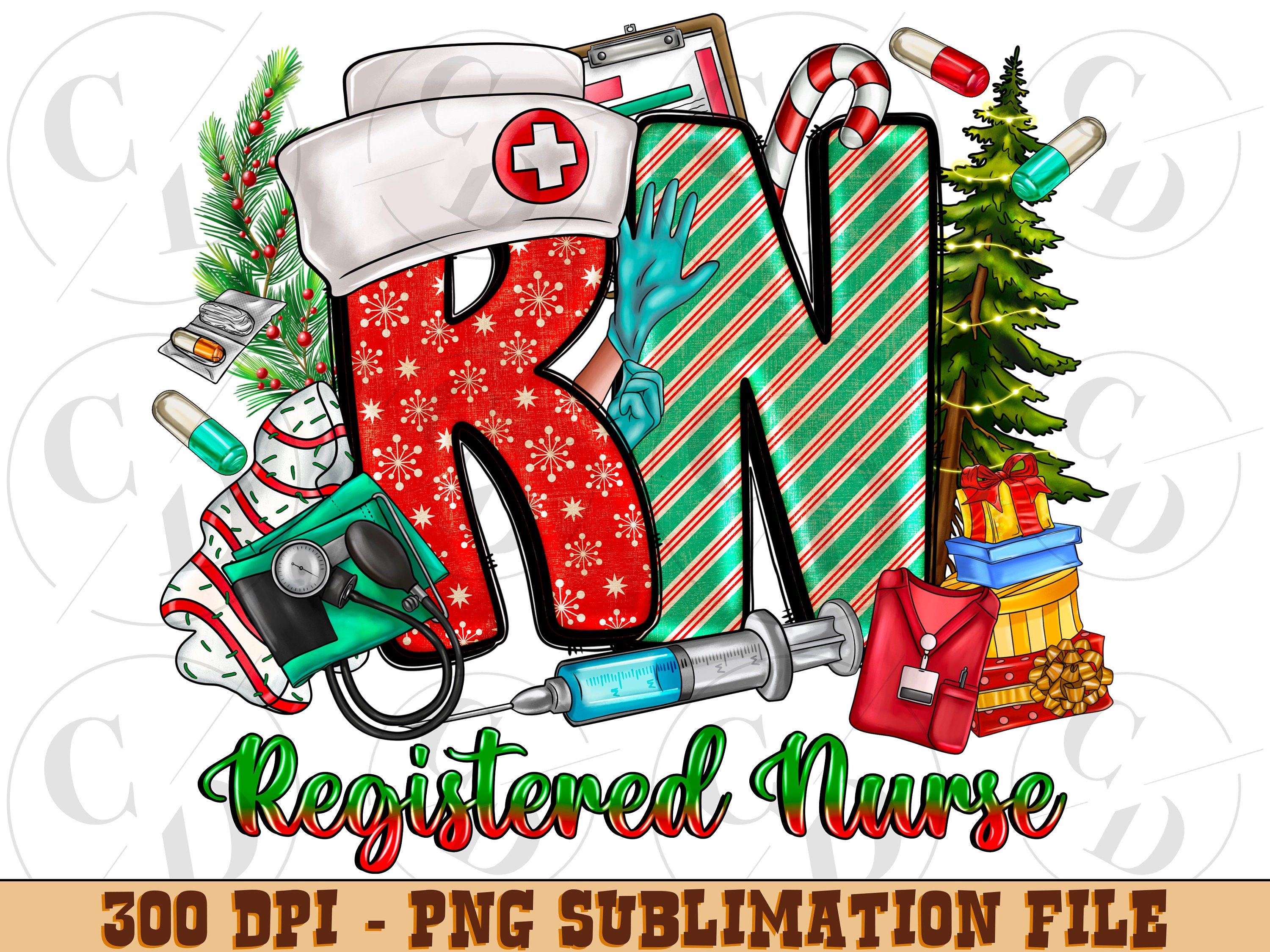 RN Registered Nurse png sublimation design download, Nurse life Christmas png, Nursing Christmas png, western RN Christmas png, sublimate