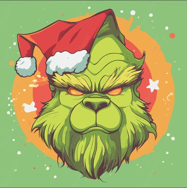 Santa Grinch Fusion Face Svg, Christmas Digital Art svg png, Clipart, Digital Vector, SVG, PNG, DXF, eps, pdf Files Clip Art Files.