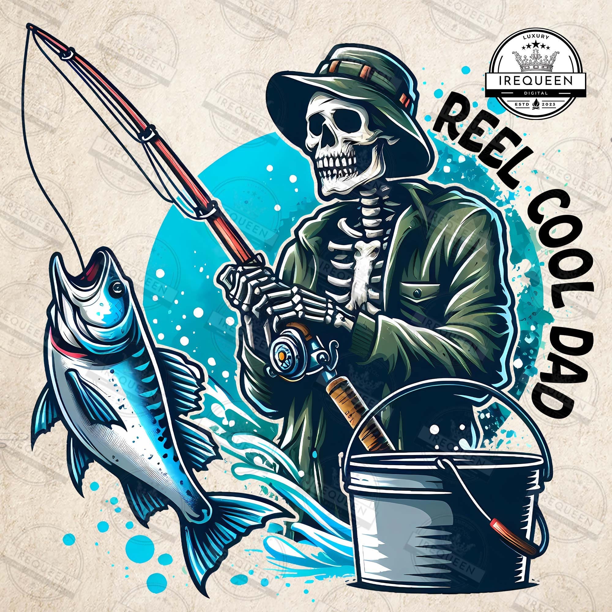 Reel Cool Dad Png, Fishing Dad Png, Funny Skeleton Dad Design Trendy Father