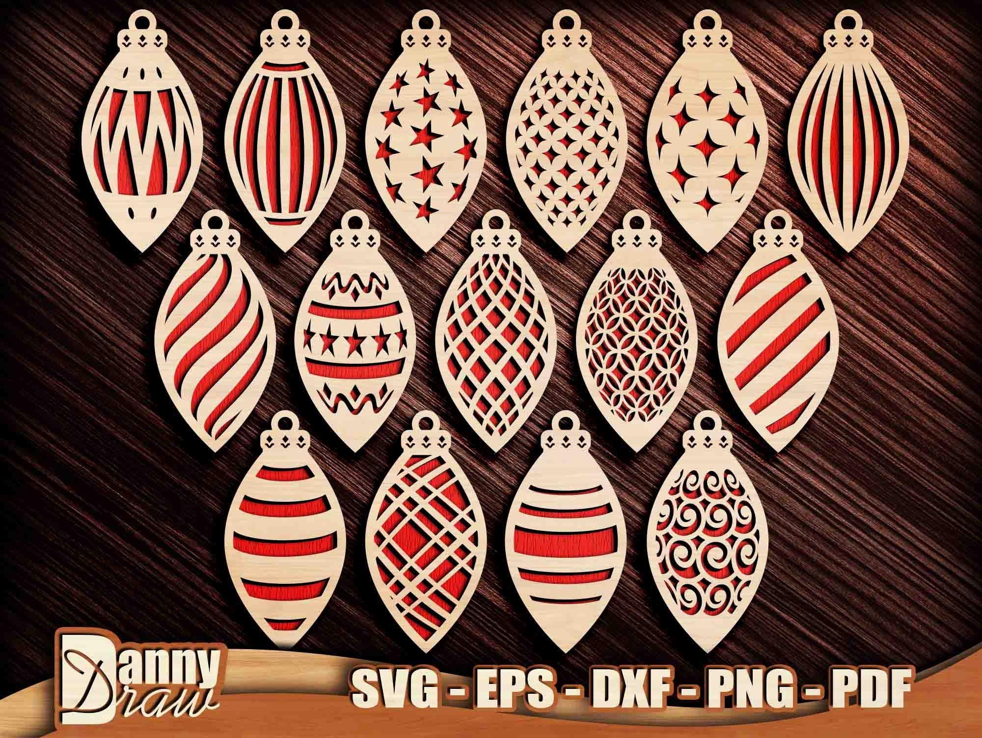 Christmas Ornaments svg, Christmas Decorations Cut Files, Christmas Tree SVG, Laser cut files, Cricut, Silhouette, Glowforge, DD0207