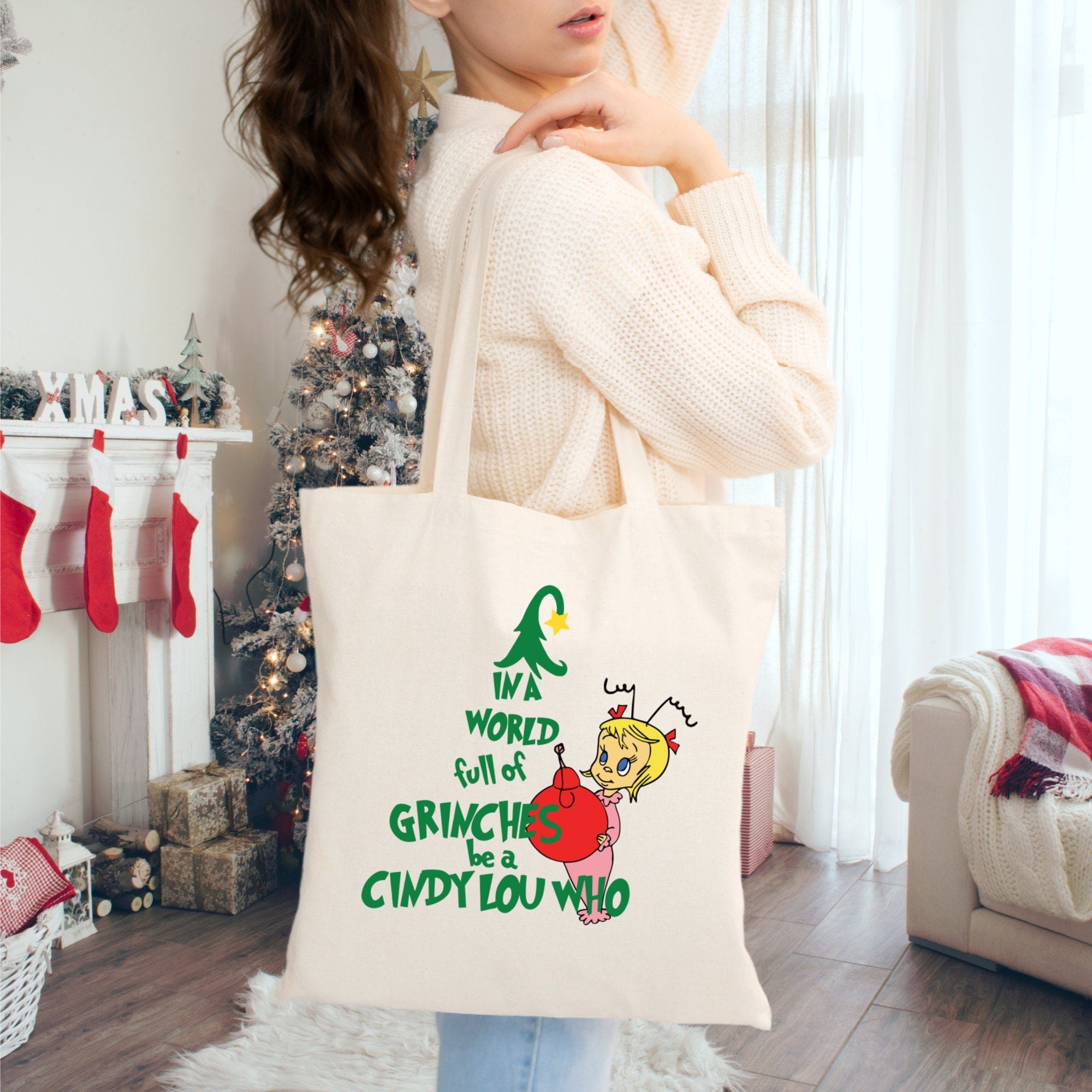 Christmas Cindy Lou Who Collection Tote Bag, In A World Full Of Grinches, Be A Cindy Lou Who, Christmas Nostalgia, Whoville