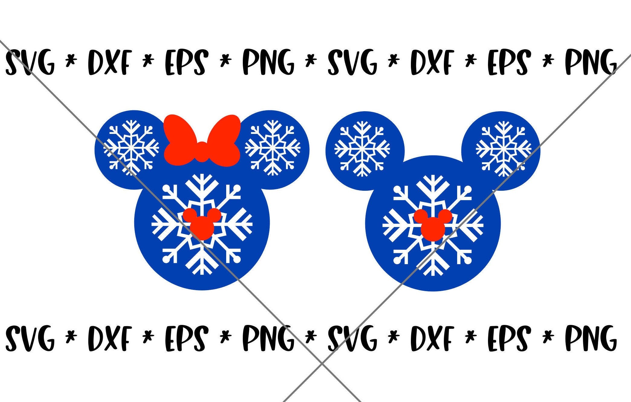 SALE!! Christmas Snowflakes Mouse SVG Disney svgs DXF eps png Instant Download File Mickey Disney World Family Holiday Trip Silhouette--X14