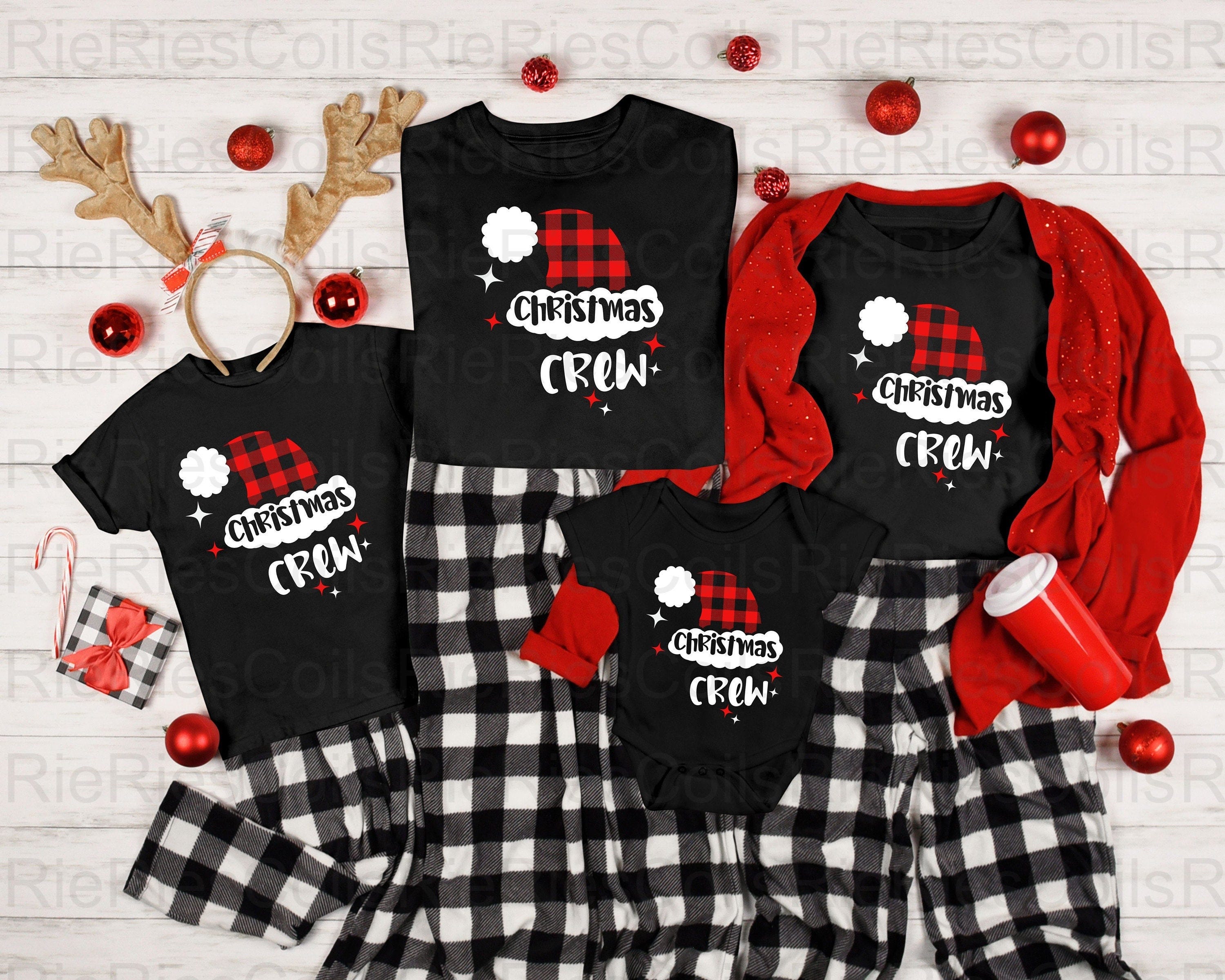 Festive Christmas Crew, Family Matching Plaid Santa Hat, Christmas Group Pajamas Design 1, Svg, Png, Jpg, Pdf Digital Download