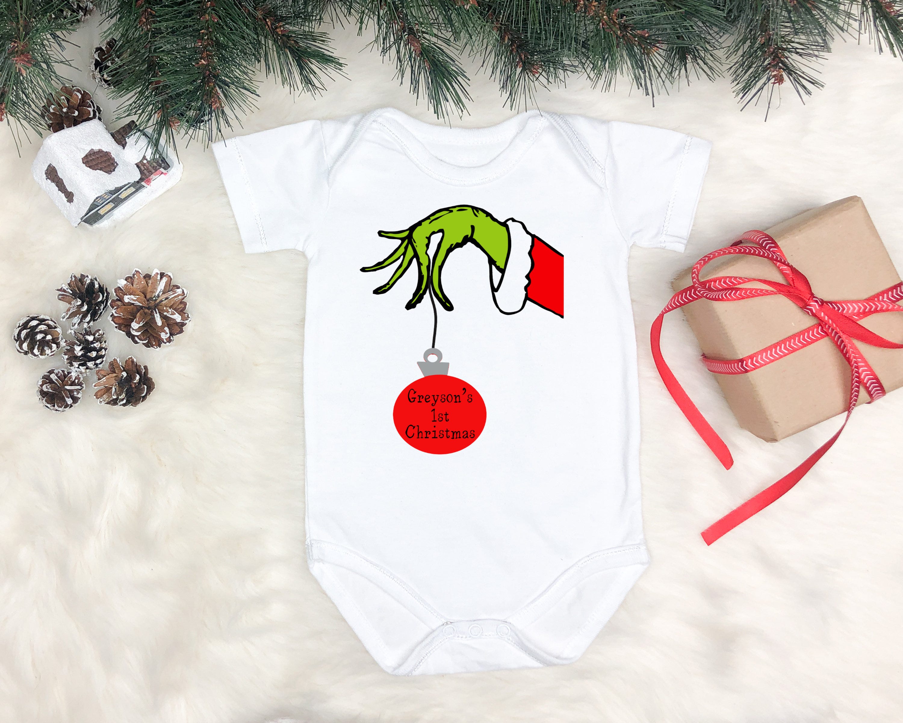 Custom Grinch Romper, Baby