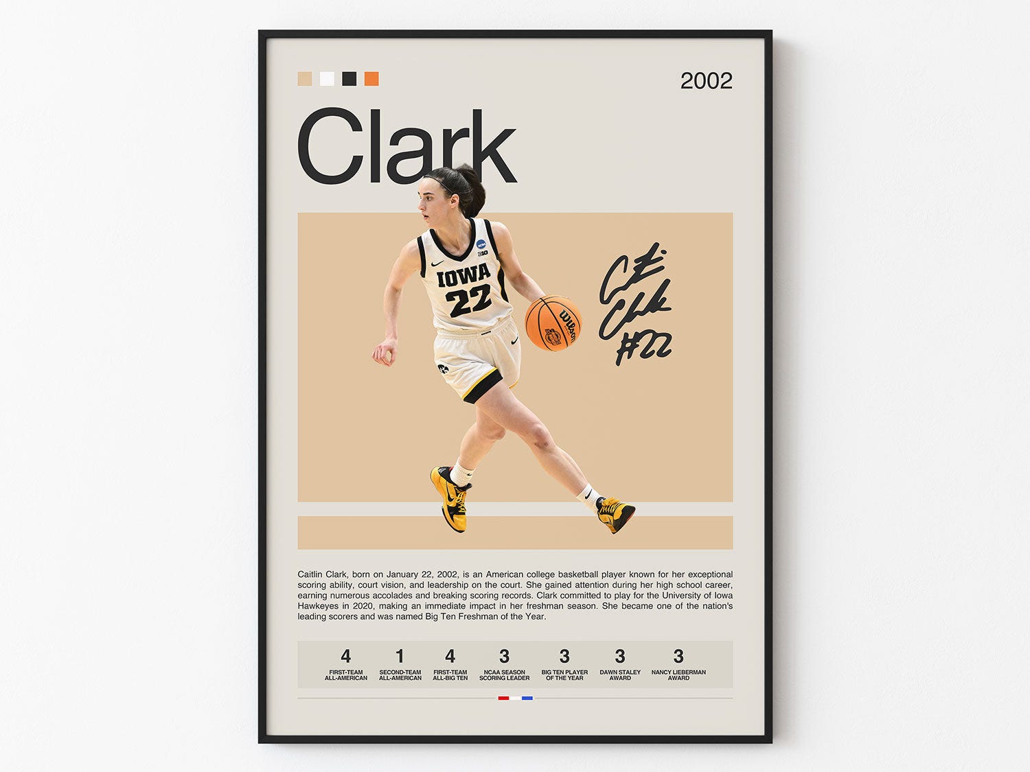 Caitlin Clark Poster, Iowa Hawkeyes, WNBA Poster, Sports Poster, Mid Century Modern, WNBA Fans, Basketball Gift, Sports Bedroom Posters