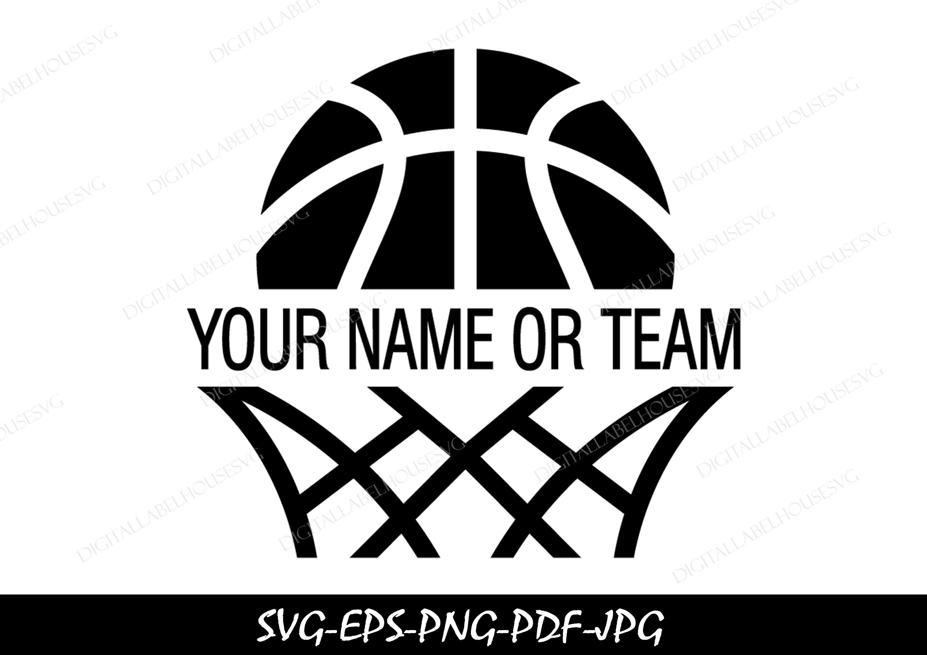 Basketball Hoop Frame SVG Files,Basketball Monogram Cut Files,Basketball Split Name Frame Vector, Basketball Team Shirt Design Cut Files PNG