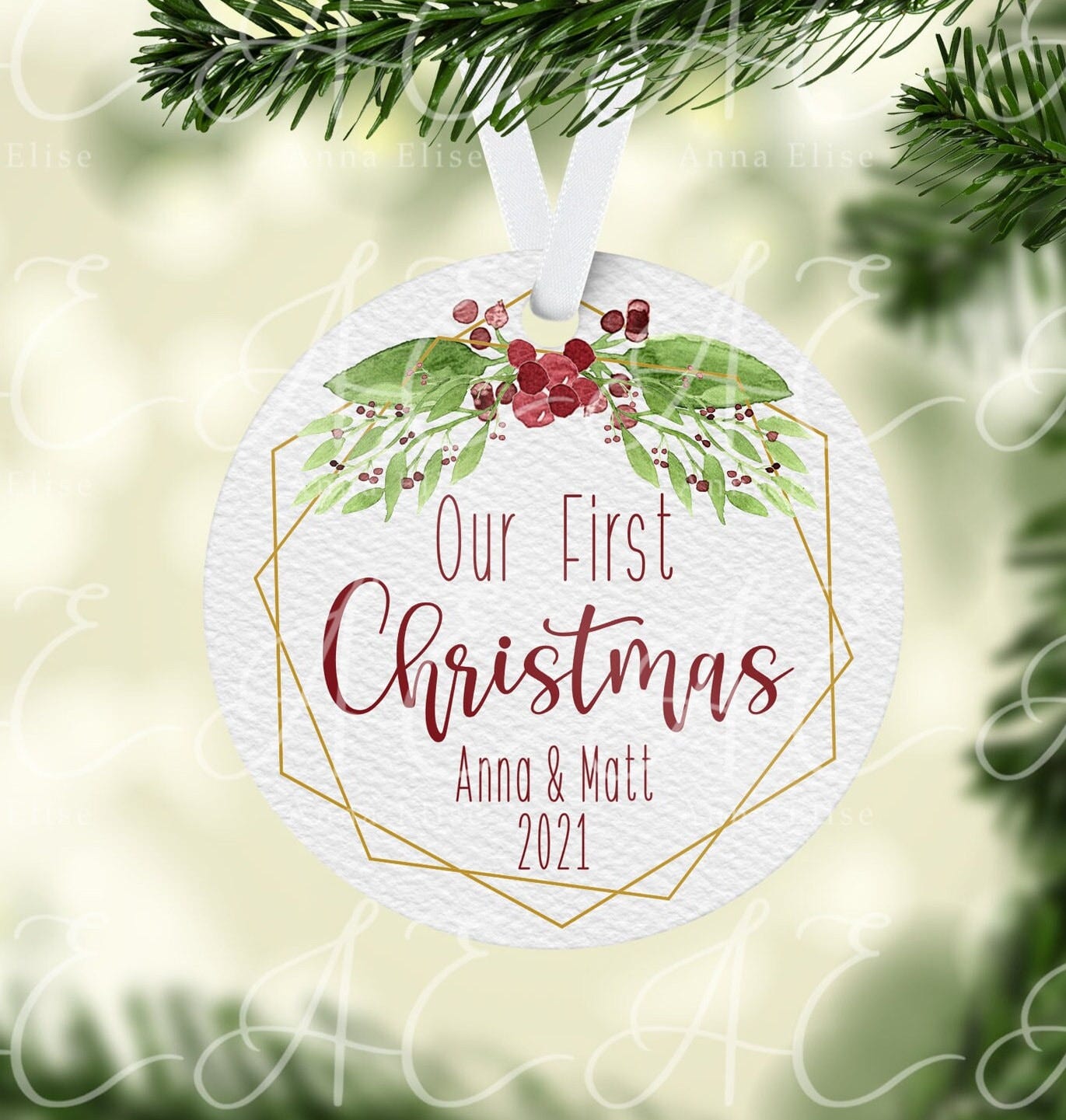 Our First Christmas As Mr And Mrs, Christmas Ornament, Wedding Ornament, Newlywed Gift, Sublimation Template, PNG