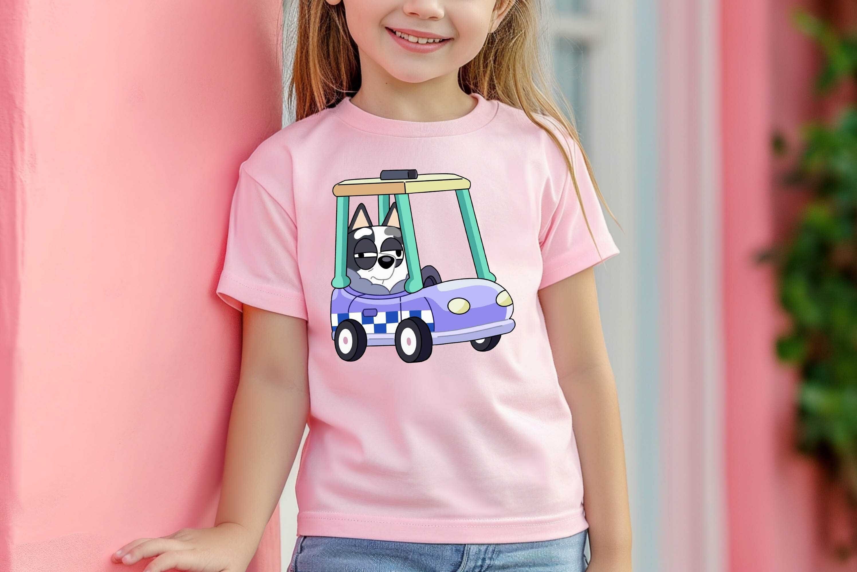 Muffin Driving Police Car T-shirt, Funny Bluey Shirt, Cartoon Shirt, Bluey Family Tee, Bluey T-shirt, Muffin Heeler Shirt, Heeler Family Tee