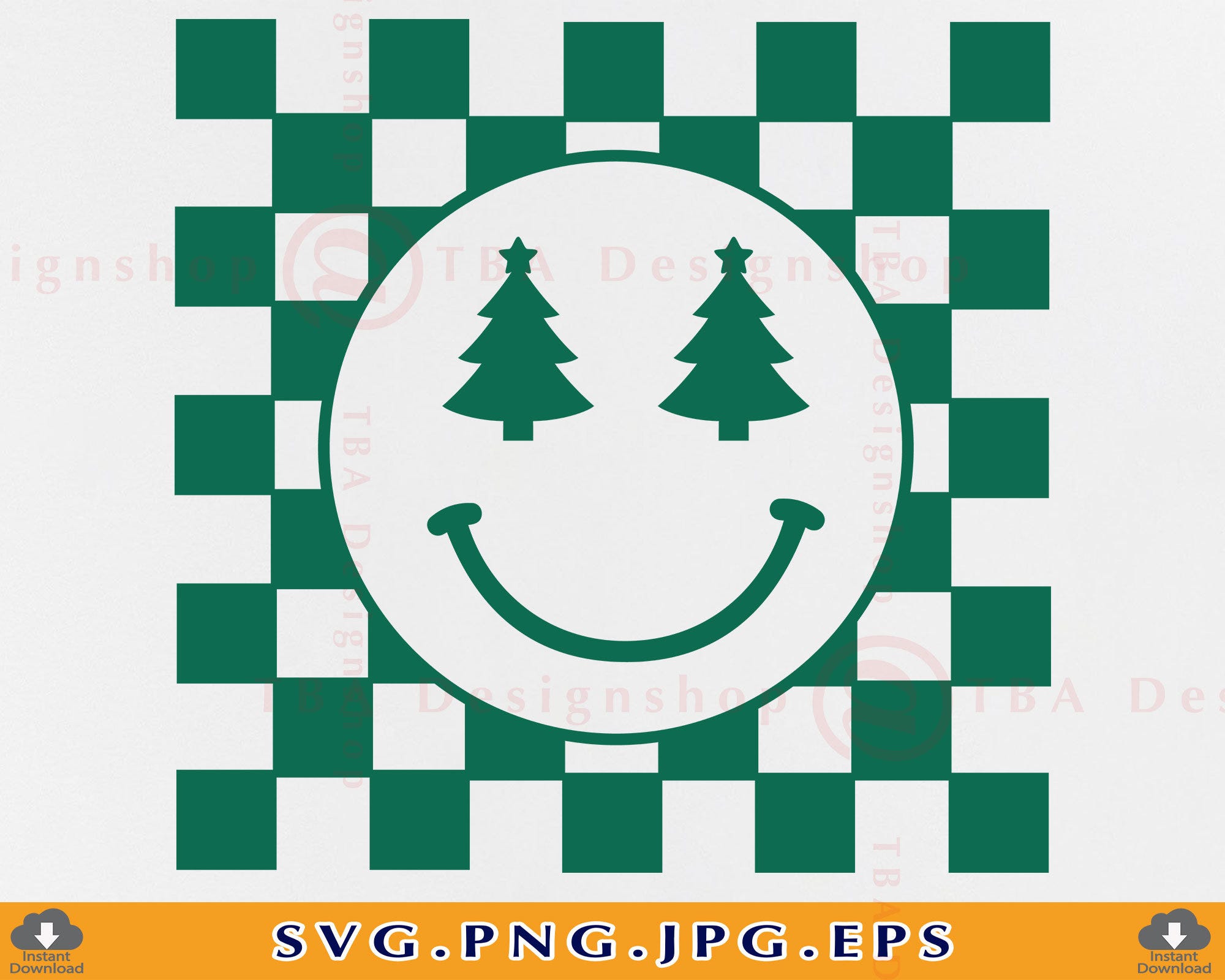 Checkered Smiley Face Christmas Tree SVG, Trendy Christmas Happy Face, Retro Smiley Face Christmas Shirt SVG, Cut Files For Cricut, Svg, PNG