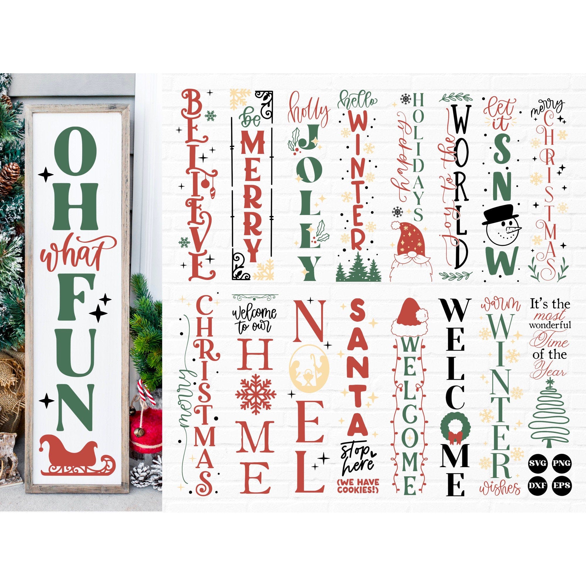 Christmas Porch Sign SVG Bundle, christmas vertical porch sign svg, christmas welcome sign svg, christmas svg, winter porch sign svg, png