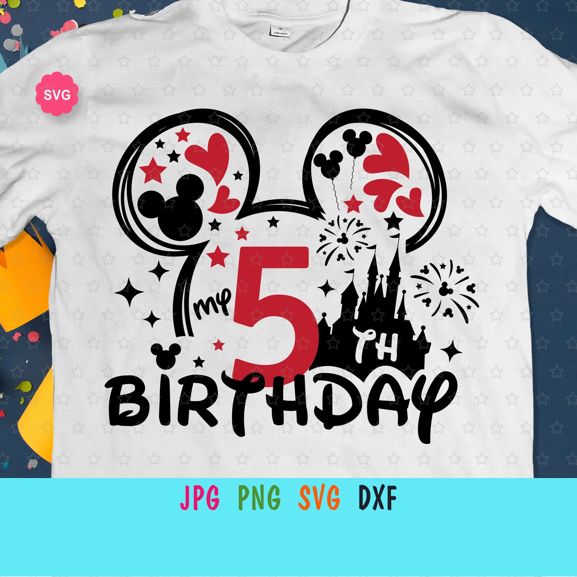 Mouse My 5th Birthday Svg for cricut, Birthday boy Svg, Mouse ears Svg, My fifth birthday Svg, Birthday baby Svg