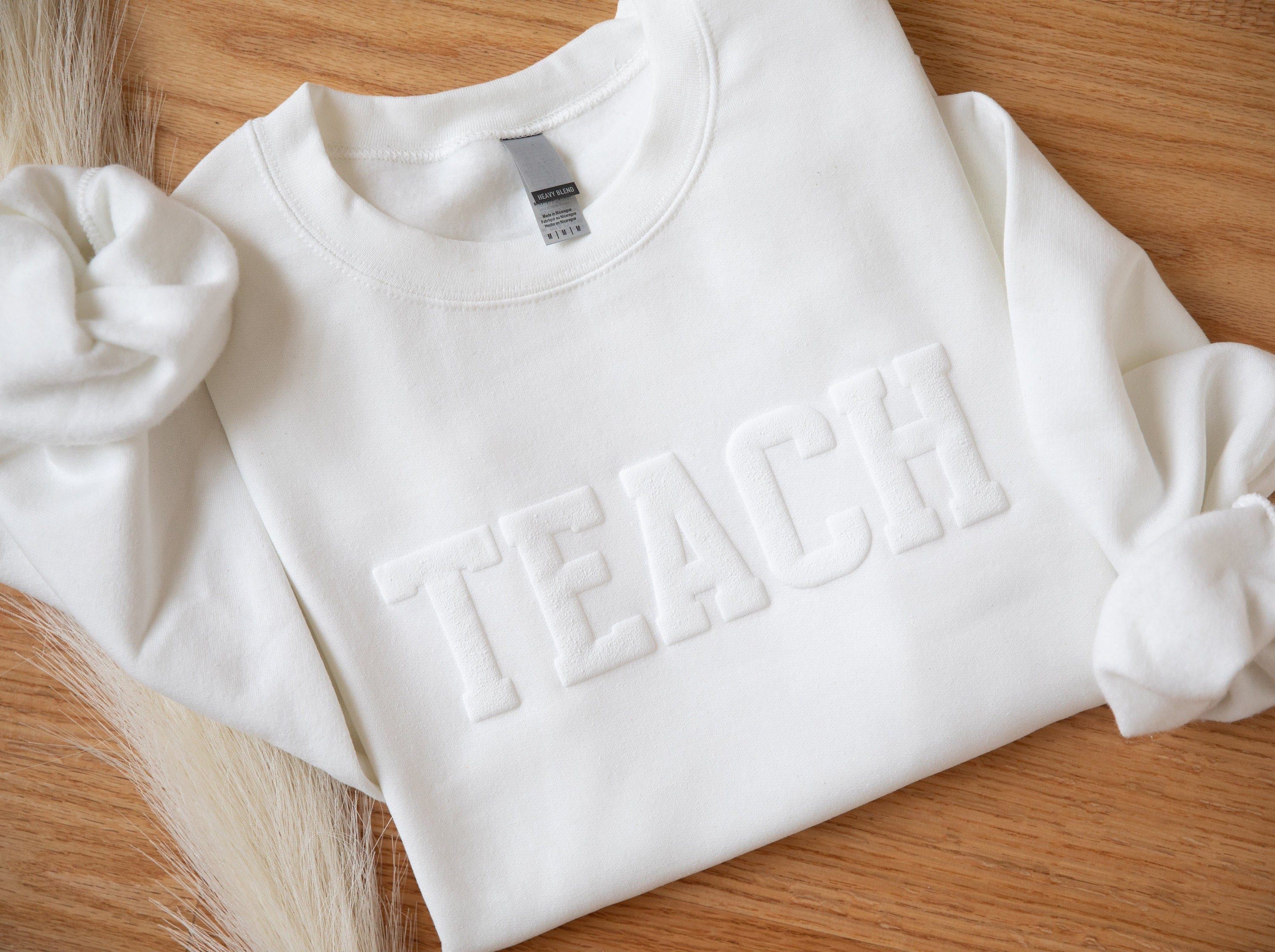 Custom TEACH Sweatshirt Embossed Teacher Gifts End of the Year Teacher Appreciation Gift for Teacher T-Shirt Personalized Teacher Sweater