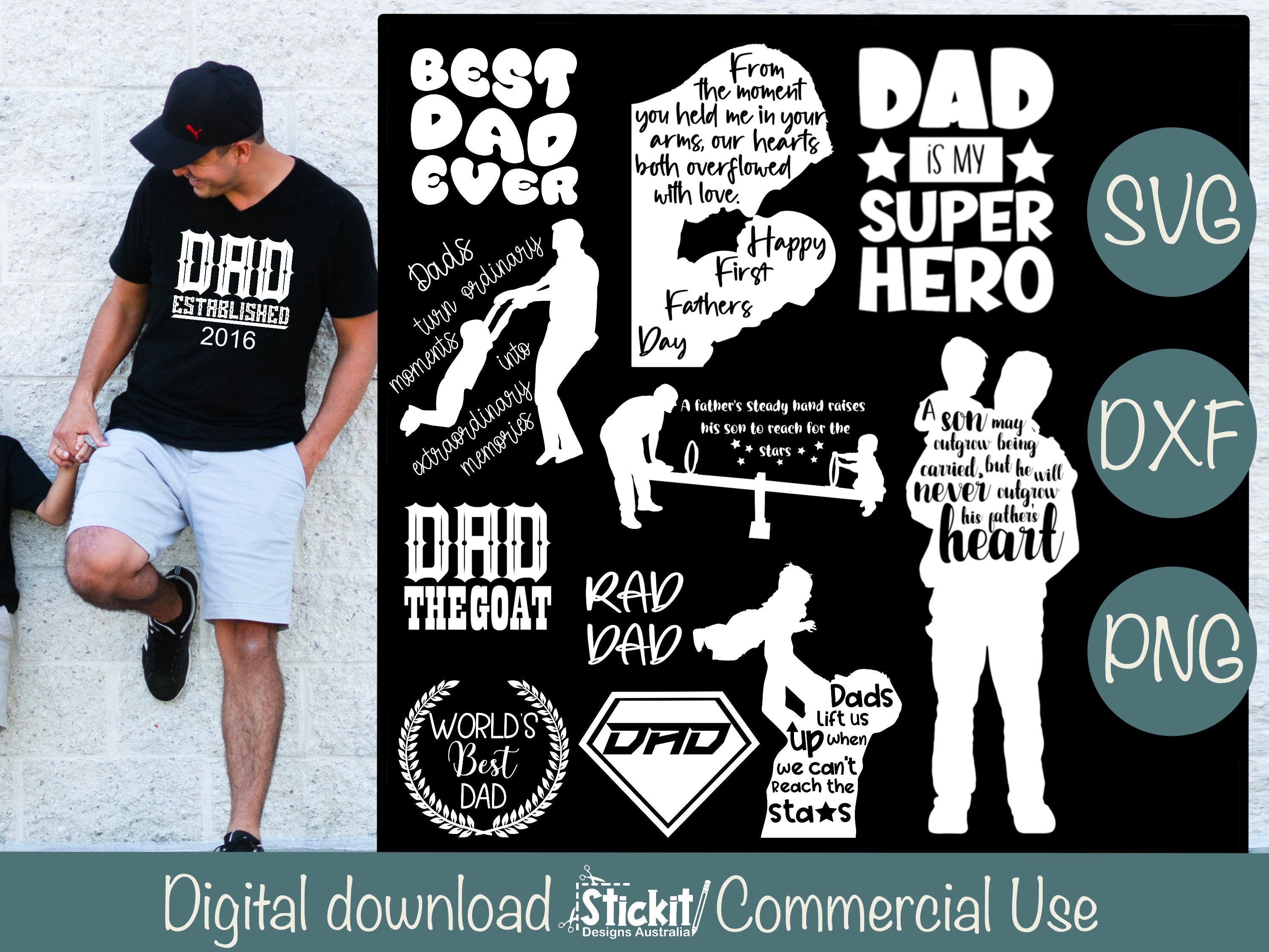 Dad SVG Bundle, Father & Son, Fathers Day, Cut File Cricut, Silhouette, Cameo, Iron on Vinyl, Happy Fathers Day, Fix It Dad, PNG Files, DXF