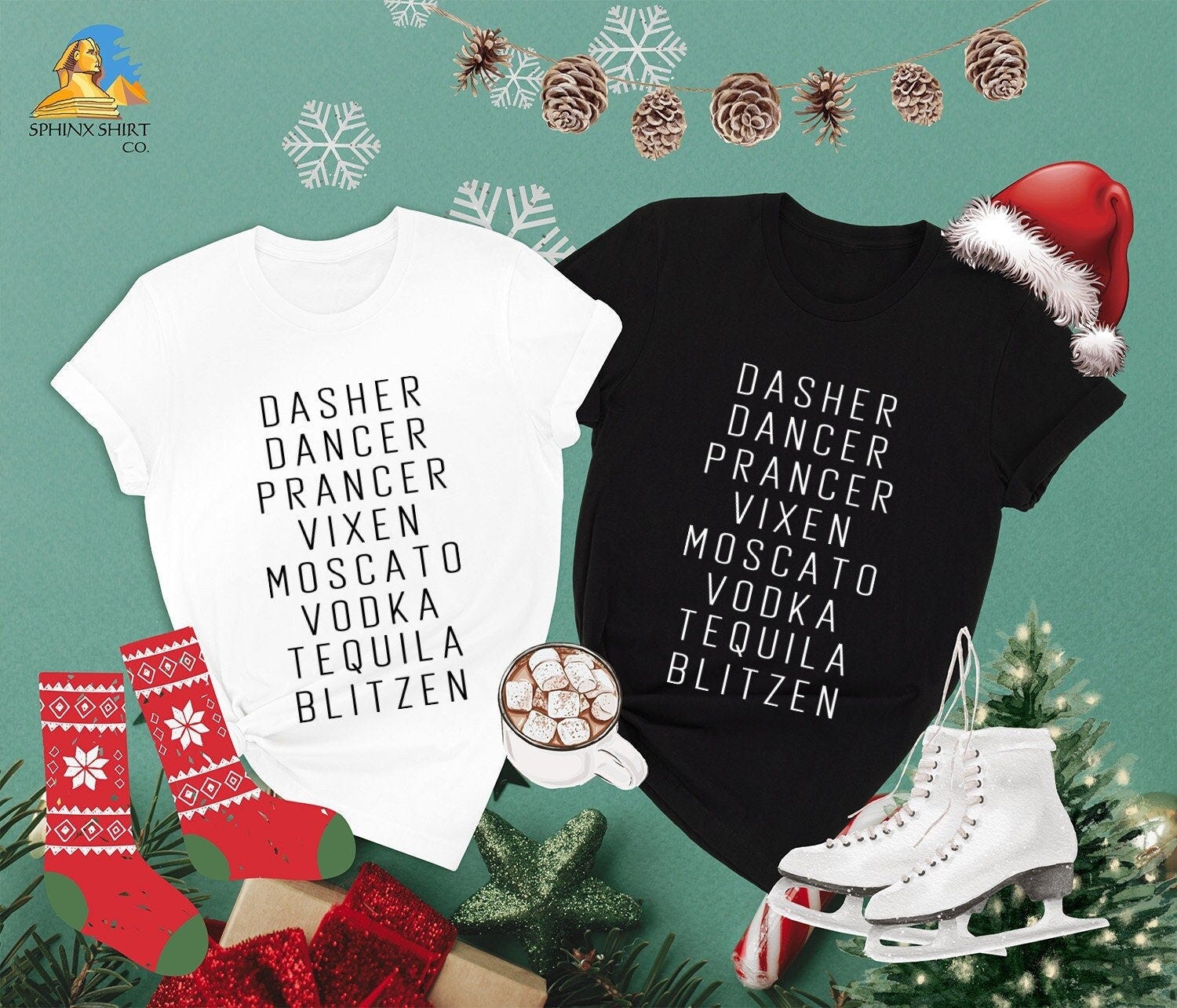 Dasher Dancer Prancer Vixen Shirt, Drinking Christmas Shirt, Christmas Party Shirt, Funny Christmas Shirt, Holiday Party, Funny Drinking Tee