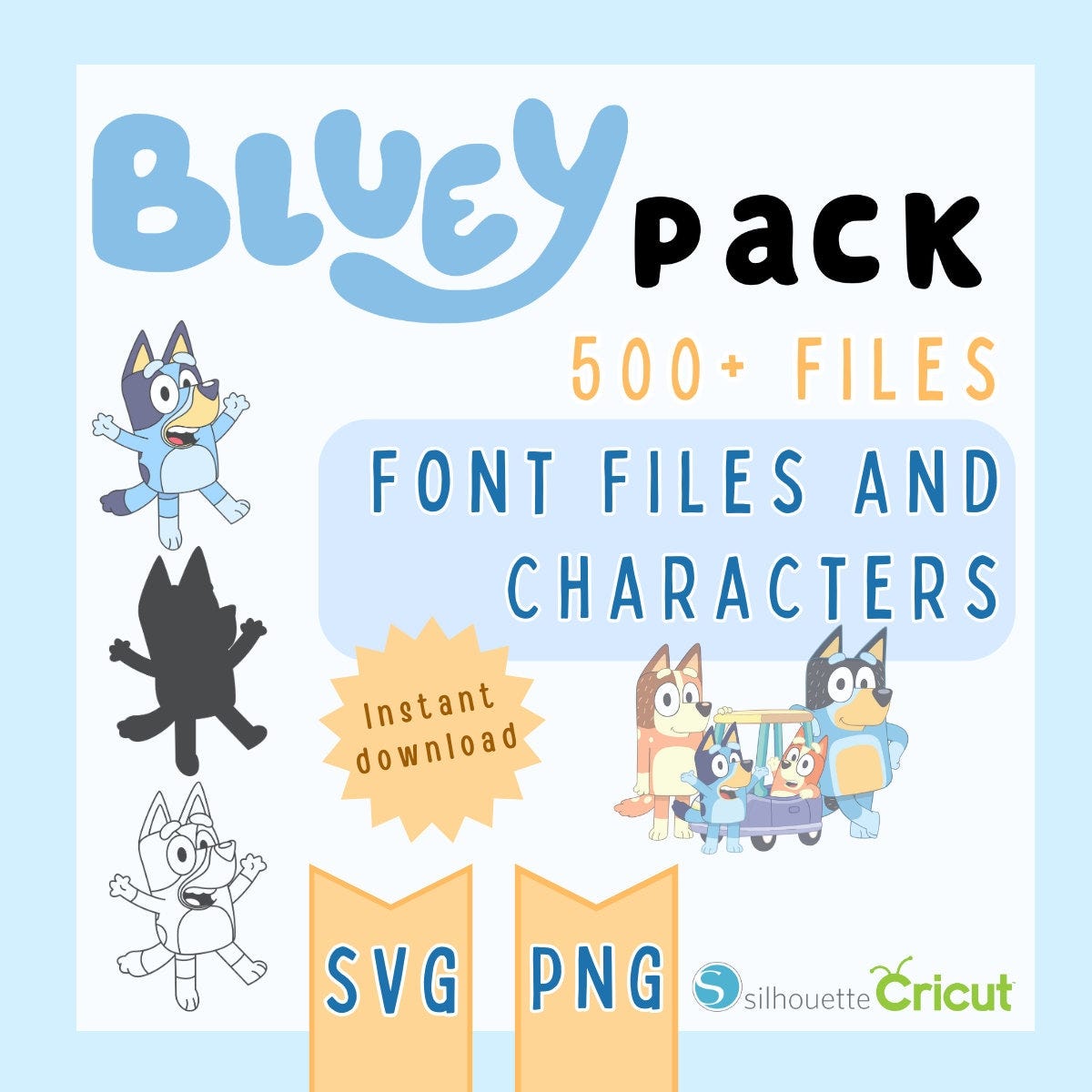 Bluey SVG Bundle, Bluey Characters, Bluey Font Pack svg, Bluey Family SVG, Bluey layered svg, Bluey and Bingo svg, Bluey Birthday svg png