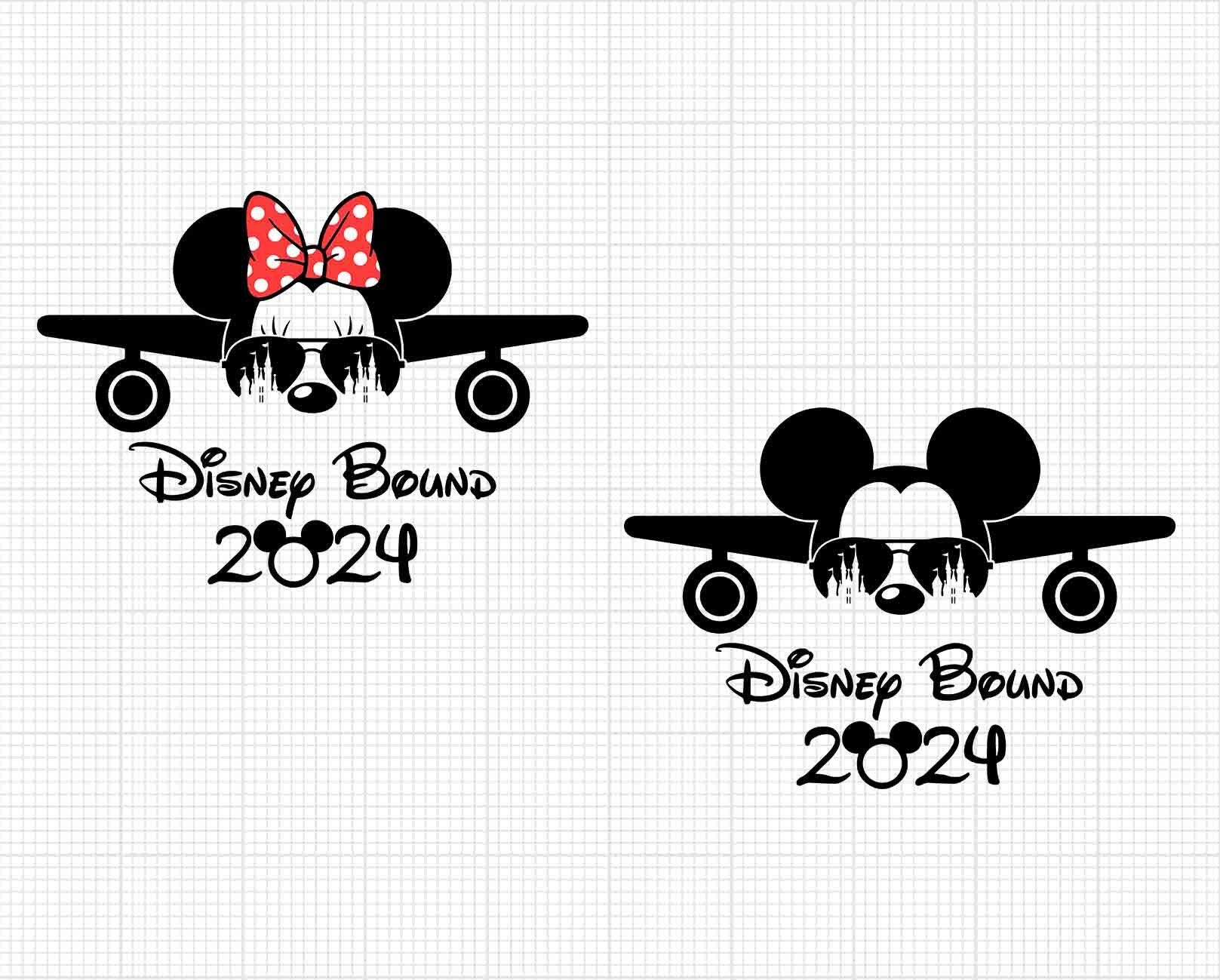 2024, Mickey Minnie Mouse, Ears Bow, Bound, Airplane, Travel, Trip, Vacation, Family, Svg and Png Formats, Cut, Cricut, Silhouette, Download