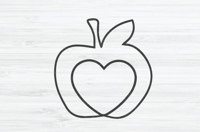 Teacher svg, Heart in apple svg, School clip art, Teach love inspire, Love teaching svg, Teacher shirt svg, Apple outline, Cute school svg.
